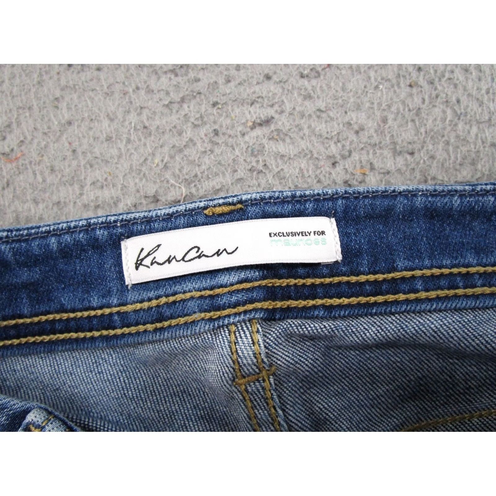 Vintage Kancan Jeans Womens Size 28 Blue Stretch Denim Distressed 5-Pocket Flared Raw Hem Jeans Size 28" / US 6 / IT 42 - 4 Thumbnail
