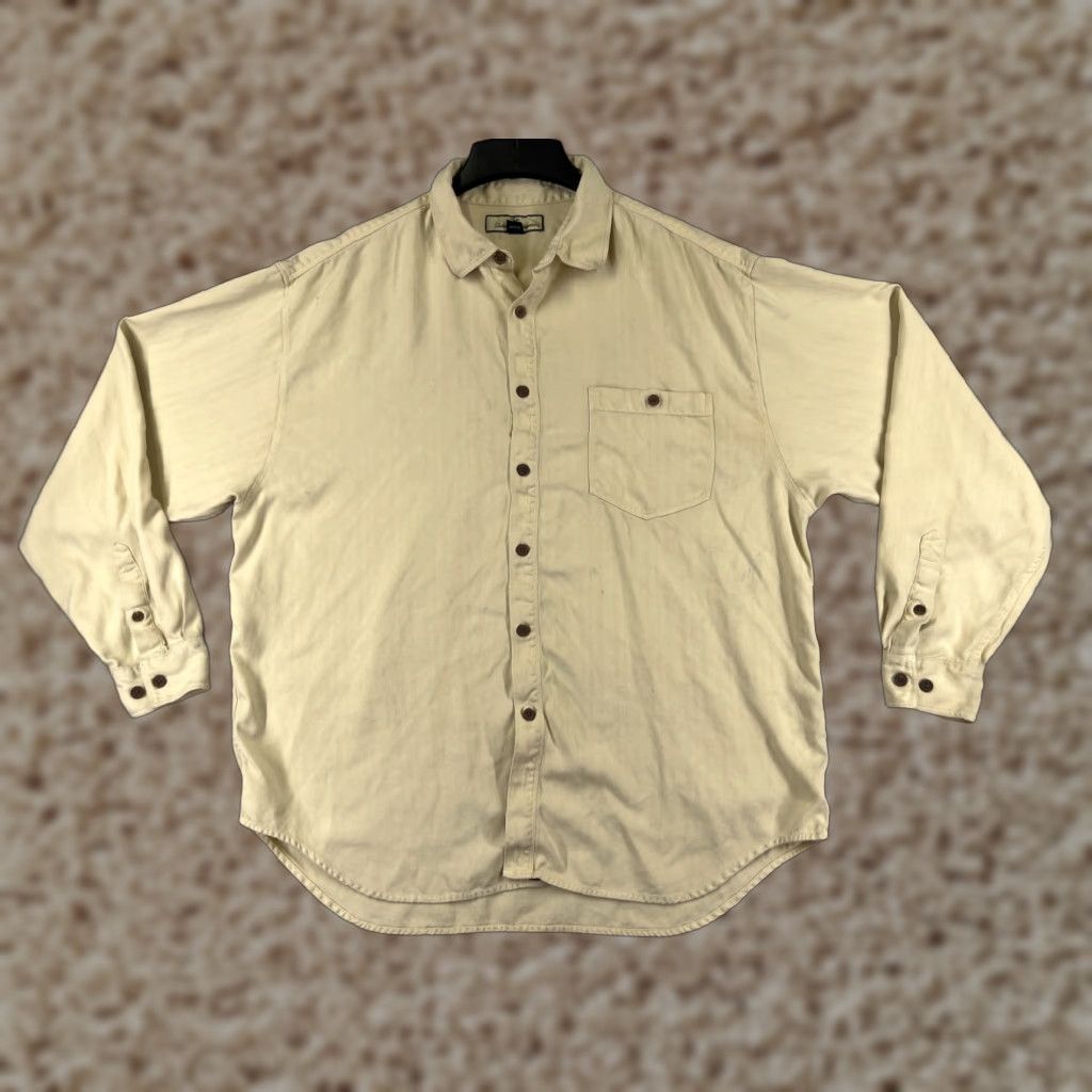 Tommy Bahama Tommy Bahama Shirt Men XL Yellow Long Sleeve Silk Herringbone Button-Up Comfortable Casual Hawaii Resort - Mens Size US XL / EU 56 / 4 - 1 Thumbnail