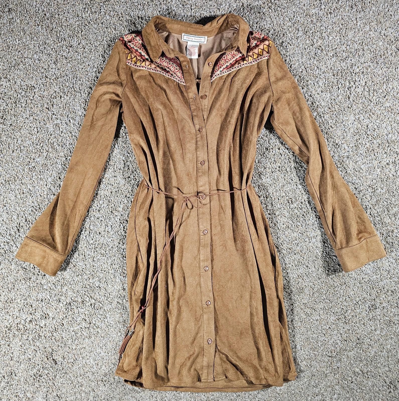 Other Flying Tomato Faux Suede Dress Size L Brown Long Sleeve Boho Size L / US 10 / IT 46 - 1 Thumbnail