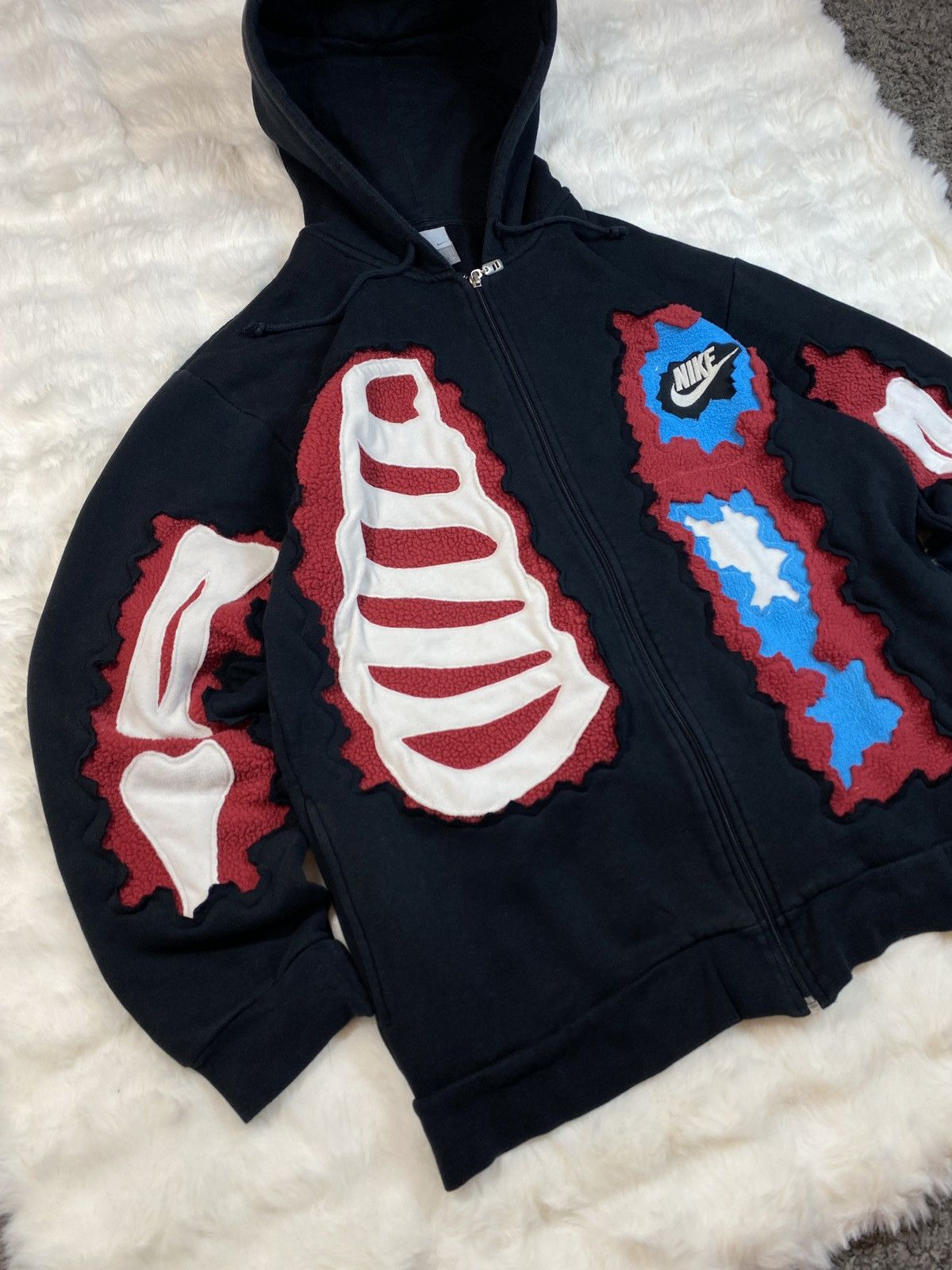 Japanese Brand × Nike × Vintage Nike Custom Skeleton Zip Up Hoodie Skull Bones Vintage Y2K Size US XL / EU 56 / 4 - 3 Thumbnail