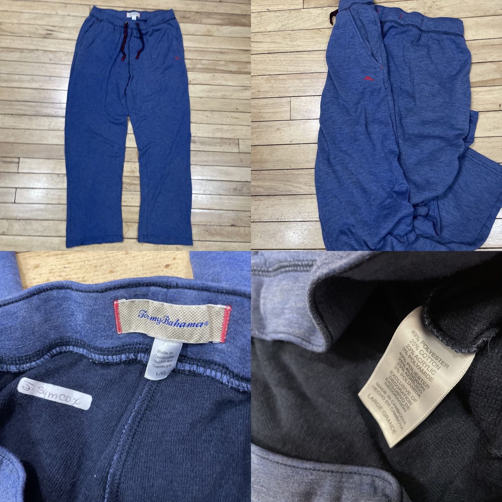Tommy Bahama TOMMY BAHAMA Pants L Mens Blue Drawstring Knit 3% Polyamide Acrylic Cotton Large Size US 33 - 10 Thumbnail