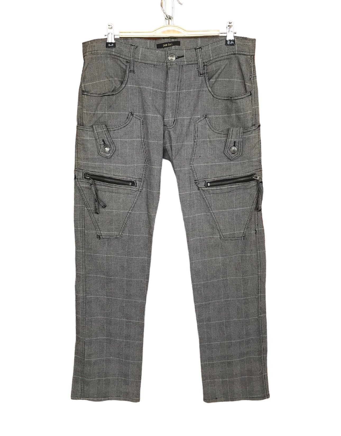 Japanese Brand Japan Cargo Multi Pocket Checkered Pants Nice Design Size US 33 - 1 Thumbnail