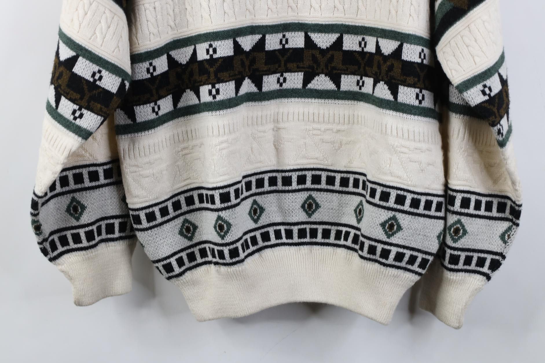 Vintage Vintage 90s Coogi Style Geometric Knit Mock Neck Sweater Size M / US 6-8 / IT 42-44 - 11 Thumbnail
