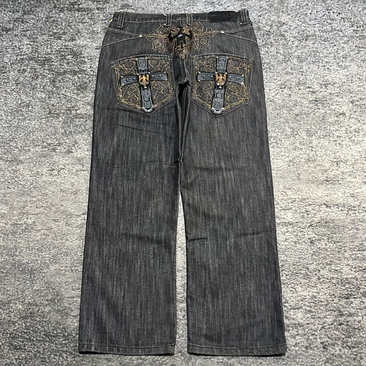 Imperious VINTAGE Y2K IMPEROUS EMBROIDERED CROSS GRUNGE BAGGY JEANS Size US 34 / EU 50 - 1 Thumbnail