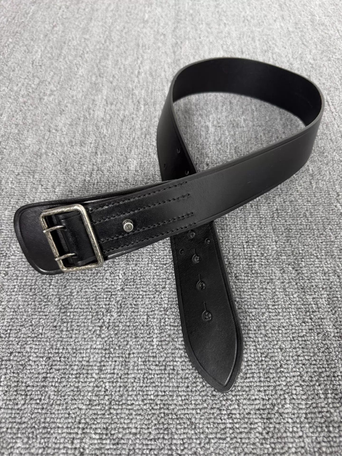 ご*ん様 SAINT LAURENT PARIS 3連 Leatehr belt Saint Laurent Paris Saint Laurent Men Three Passant Leather Black