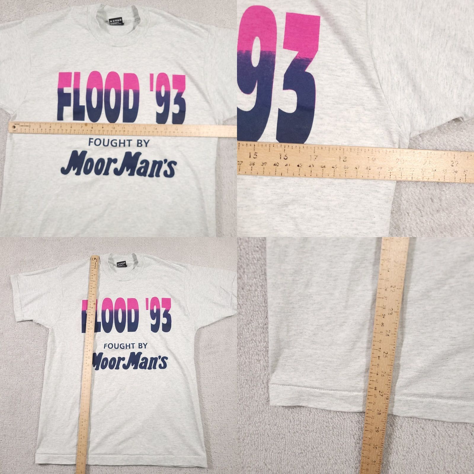 Fruit Of The Loom VINTAGE 1993 Flood Shirt Adult Large Short Sleeve Single Stitch Mens MoorMan's USA Nike Shirt Size US L / EU 52-54 / 3 - 8 Thumbnail