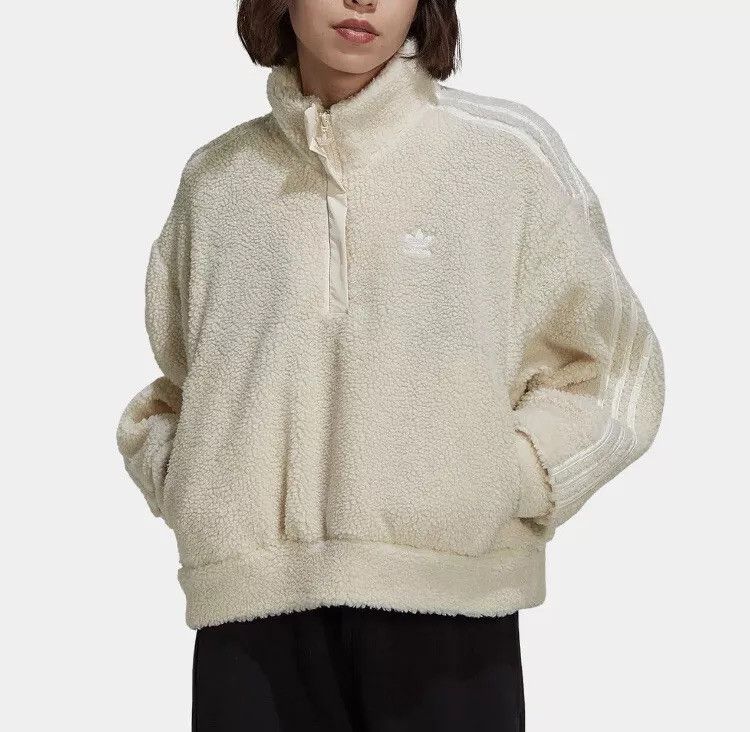 Adidas Adidas Half-Zip Fleece Sweatshirt Ivory Size Medium Size M / US 6-8 / IT 42-44 - 1 Thumbnail