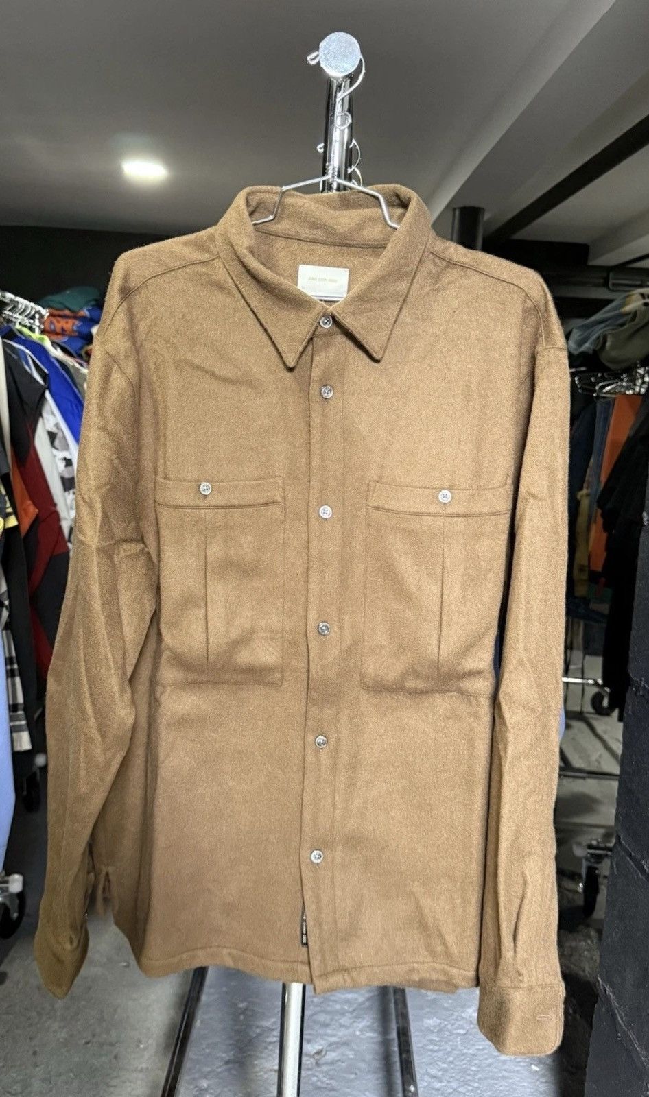 Aime Leon Dore Aime Leon Dore Wool Cashmere Button Up Shirt Brown Mens XL Size US XL / EU 56 / 4 - 1 Thumbnail