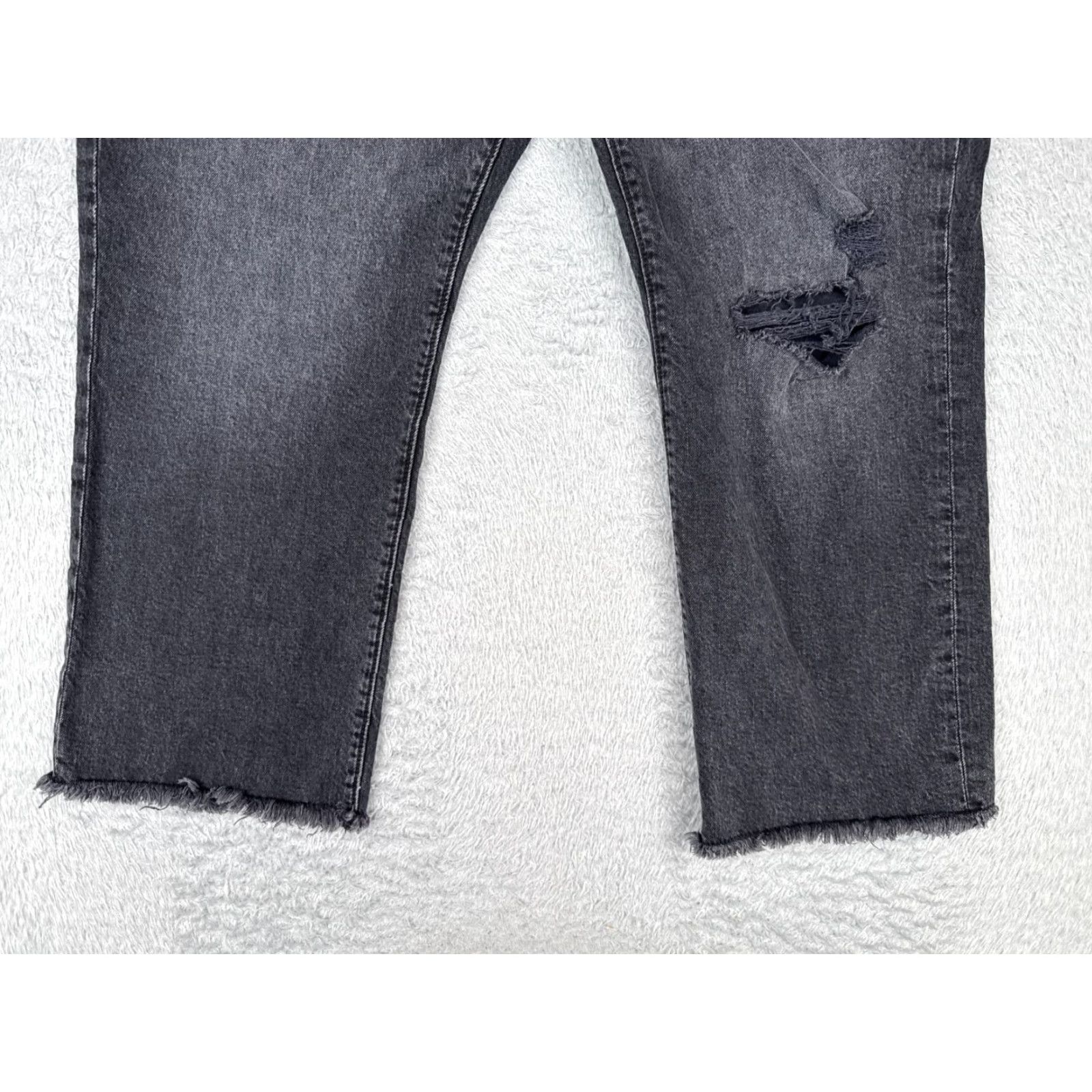 Loft LOFT Jeans Women Black 16 The Straight Crop Distressed High Rise 36x23 5-Pocket Denim Distressed Stretch Casual Modern Western 90s Love Mens? Size 38" / US 16 / IT 52 - 2 Thumbnail