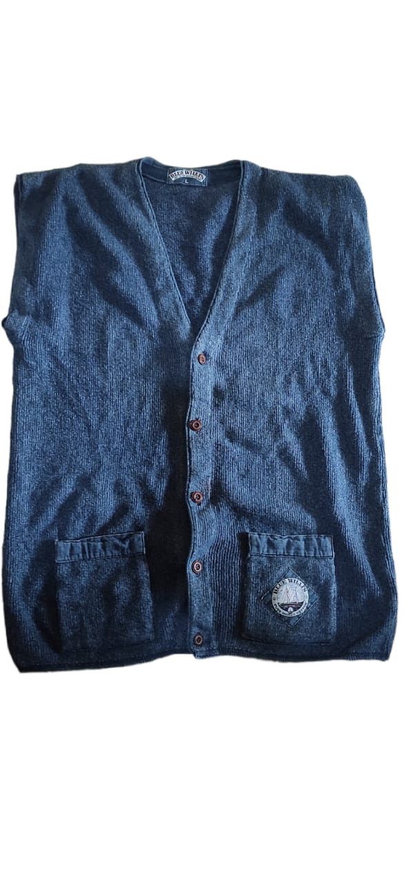 Vintage Blue Willis Spectacular Indigo Jean Denim Cable Cardigan XL Size US L / EU 52-54 / 3 - 15 Thumbnail