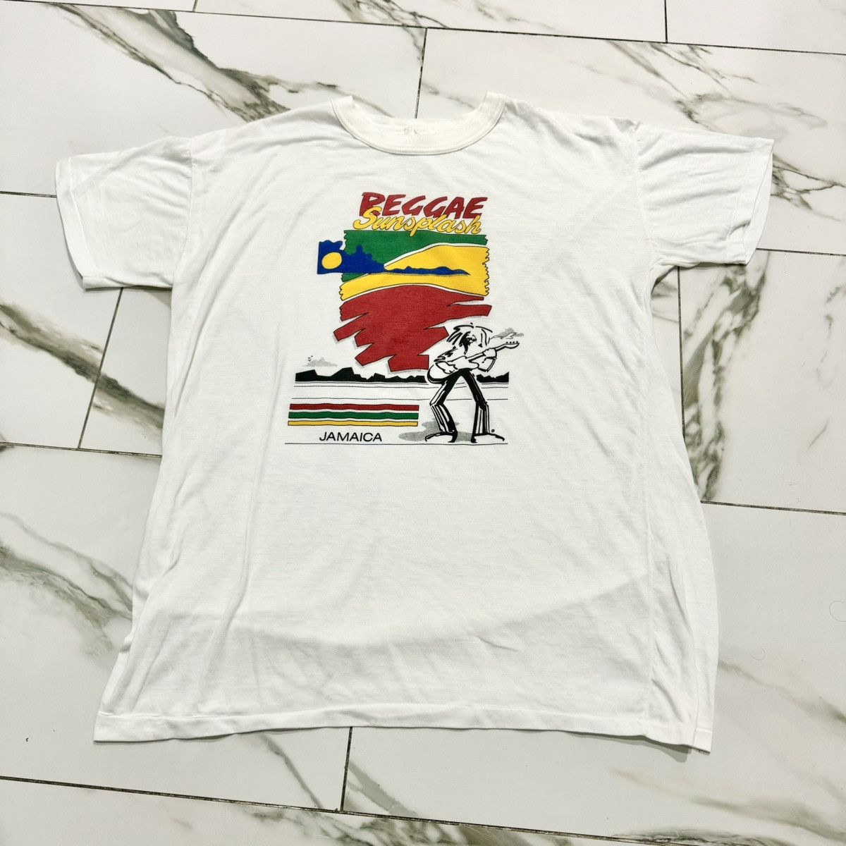 Vintage VINTAGE 80s JAMAICA REGGAE TEE! Size US L / EU 52-54 / 3 - 2 Thumbnail