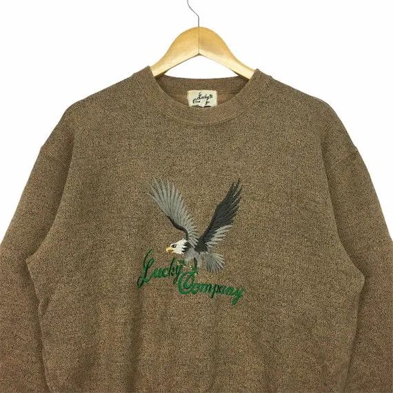 Vintage Vtg 90' LUCKY COMPANY AMERICA Eagle Embroidery Sweatshirt Size US L / EU 52-54 / 3 - 2 Thumbnail