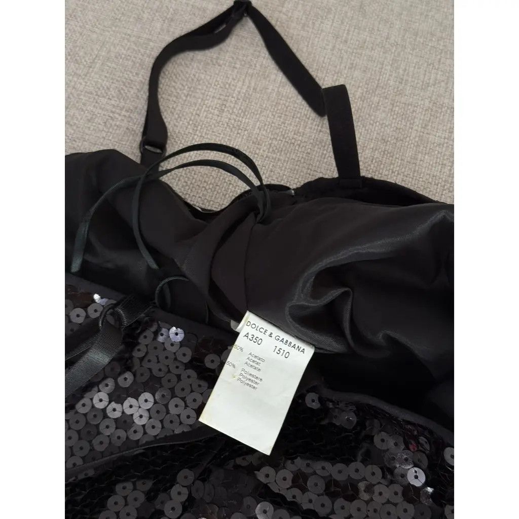 Dolce & Gabbana D&G Black Sequin Bra Strap Satin Trim Bodycon Dress IT40 Size S / US 4 / IT 40 - 8 Thumbnail