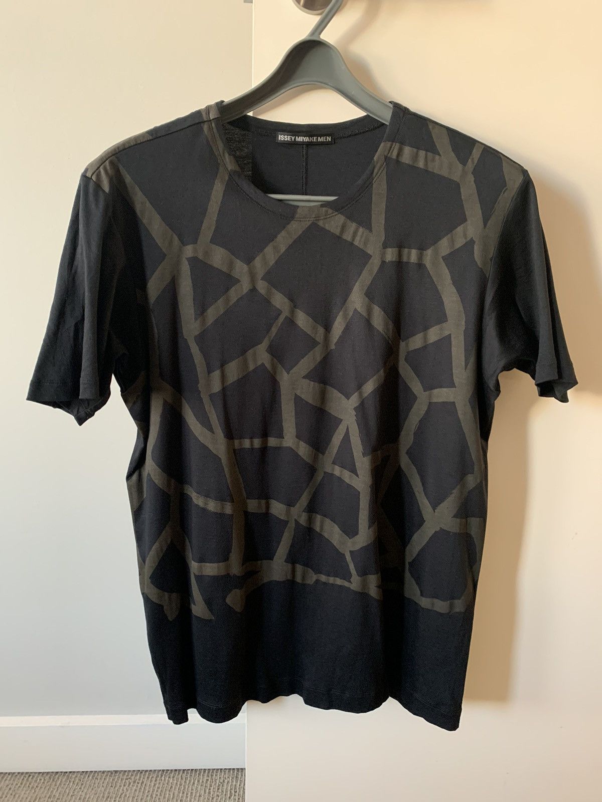 image of Issey Miyake Printed Back Seams Tshirt in Blue, Men's (Size Medium)