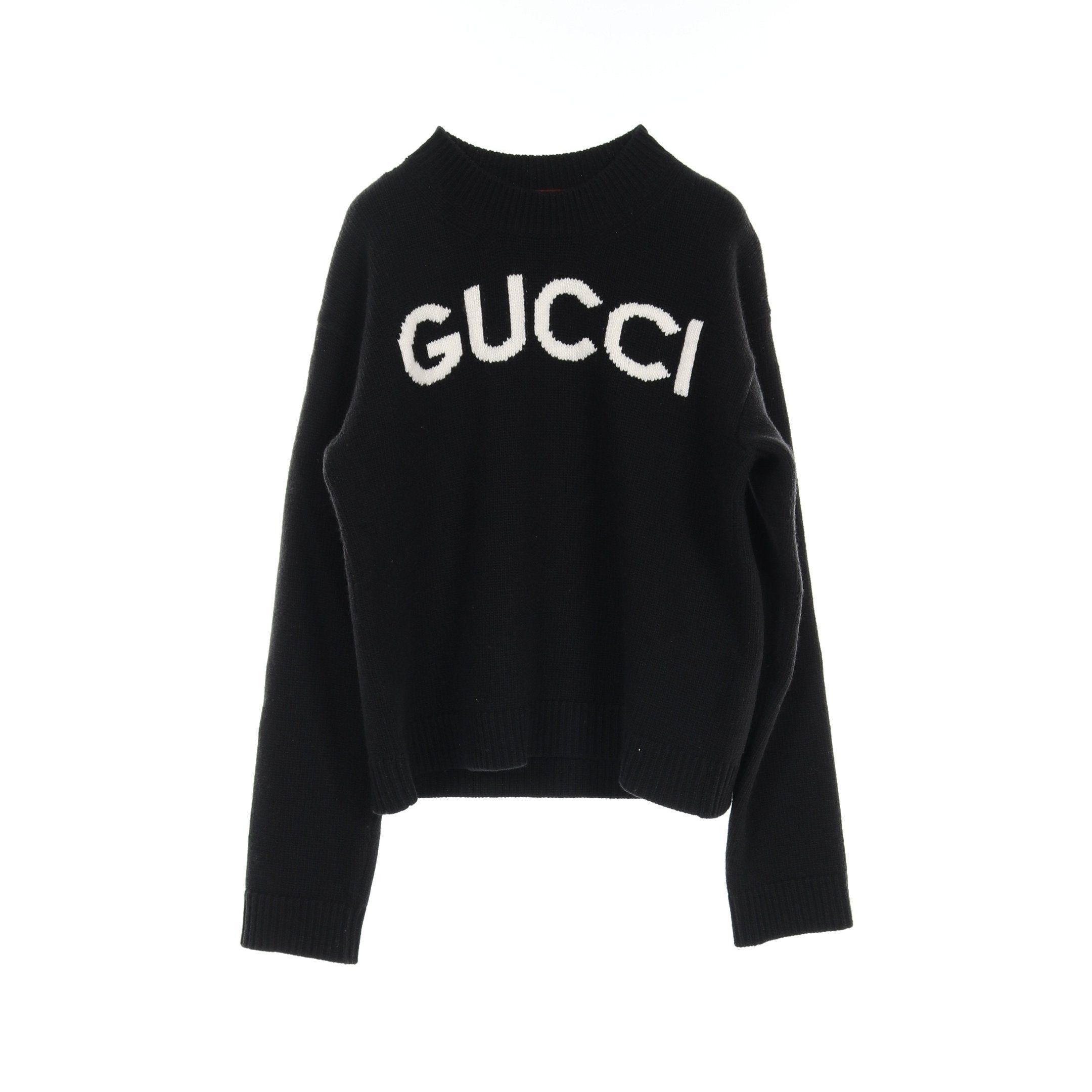 Gucci Gucci Intarsia Wool Top Knit Logo Black Size ONE SIZE - 1 Thumbnail