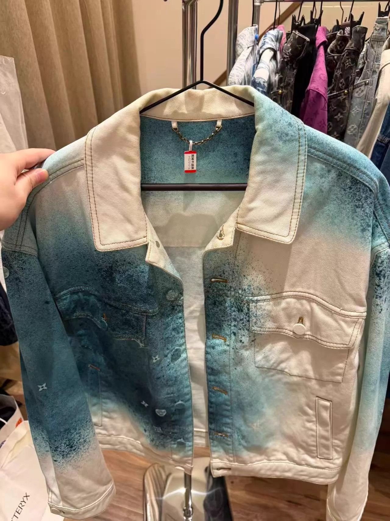 Louis Vuitton LV Blue White Ink Wash Denim Jacket Size US M / EU 48-50 / 2 - 1 Thumbnail