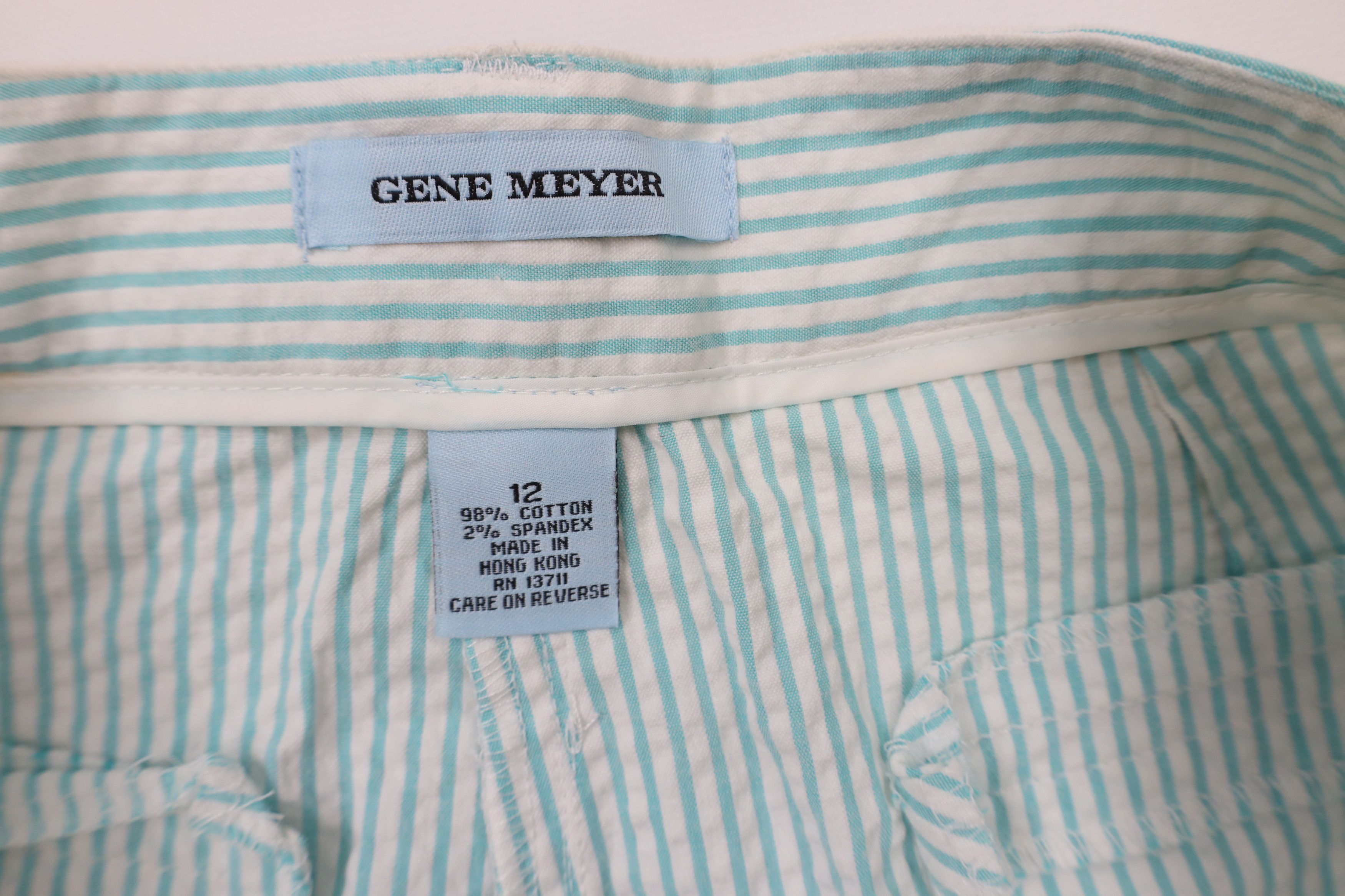 Vintage New Gene Meyer 2 Piece Striped Seersucker Flower Suit Size XL / US 12-14 / IT 48-50 - 11 Thumbnail