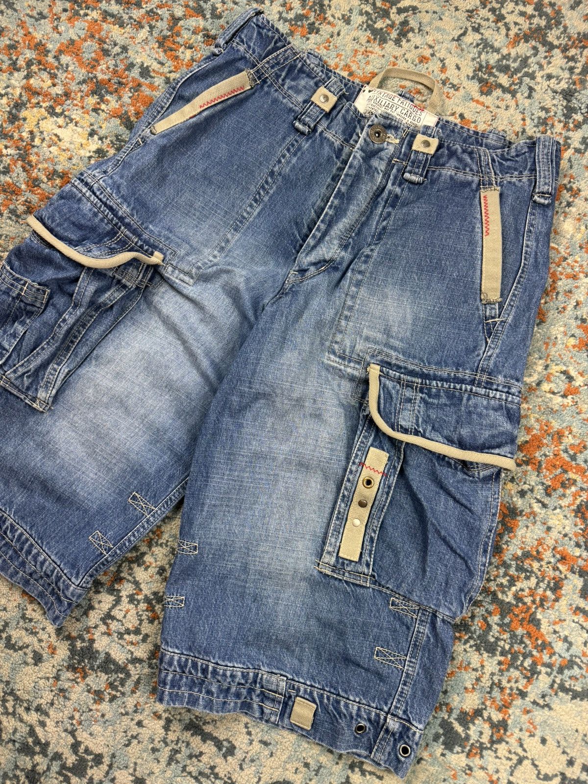 Japanese Brand × Jet Lag × Vintage Vintage y2k Jet Lag crazy cargo denim shorts bondage style Size US 31 - 6 Thumbnail