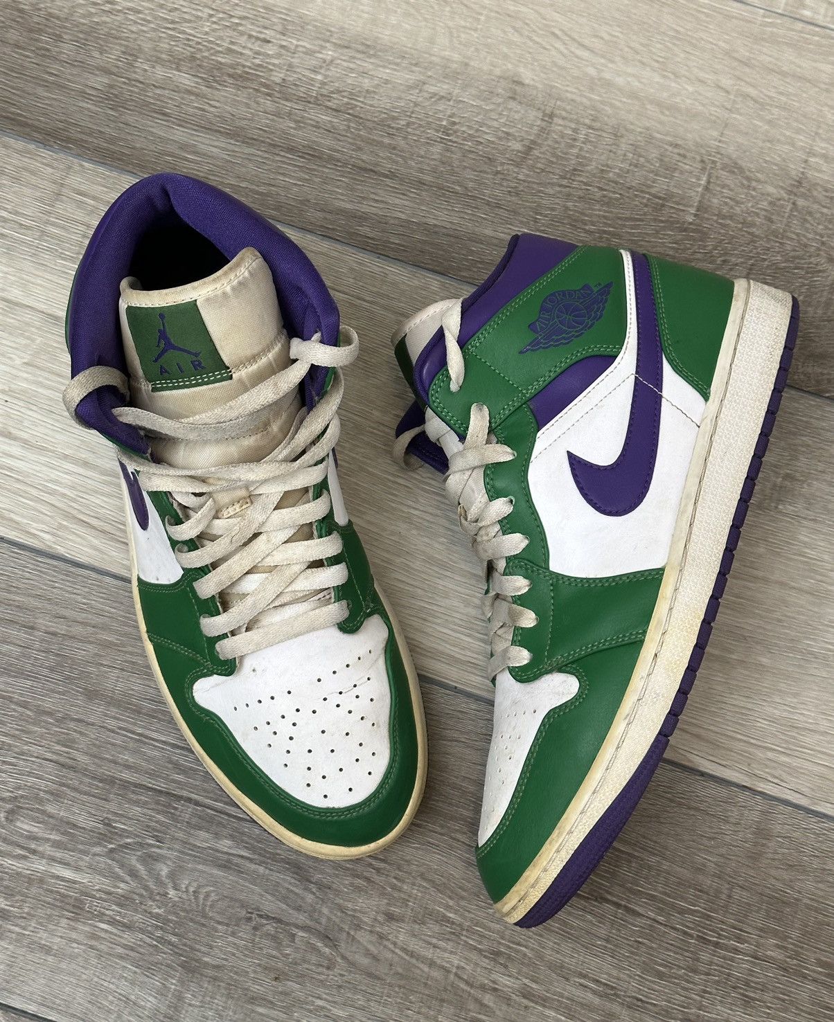 Jordan Brand × Nike RARE Jordan 1 Mid " Incredible Hulk " Sz. 9.5 Purple + Green Size US 9.5 / EU 42-43 - 9 Thumbnail