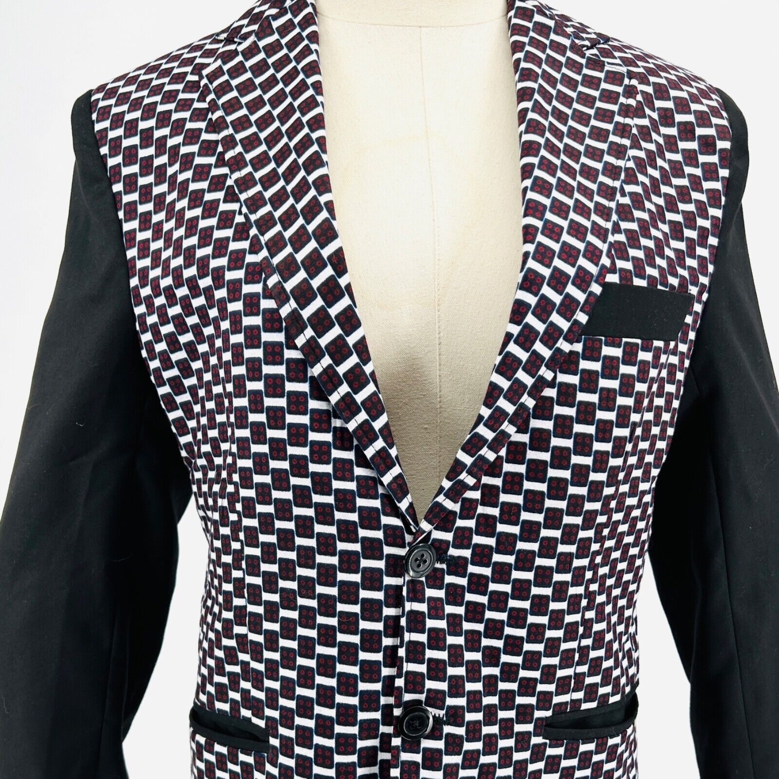 Handmade Handmade Cotton Black Ethnic African Print Blazer Jacket Size 34R - 2 Thumbnail