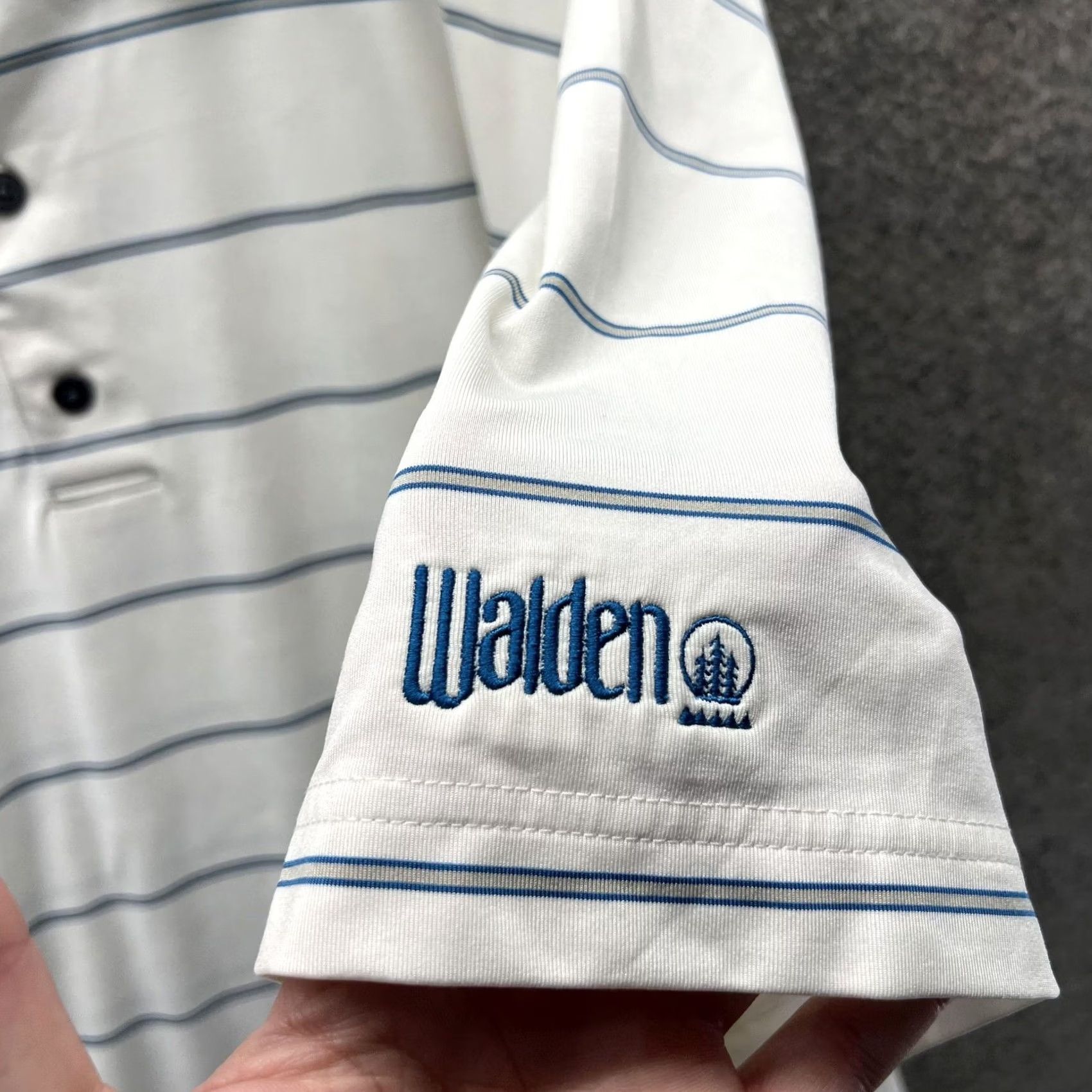 Footjoy FootJoy Polo Shirt Mens L White Stripe Walden Golf Performance Short Sleeve Casual Activewear Shirt Size US L / EU 52-54 / 3 - 4 Thumbnail