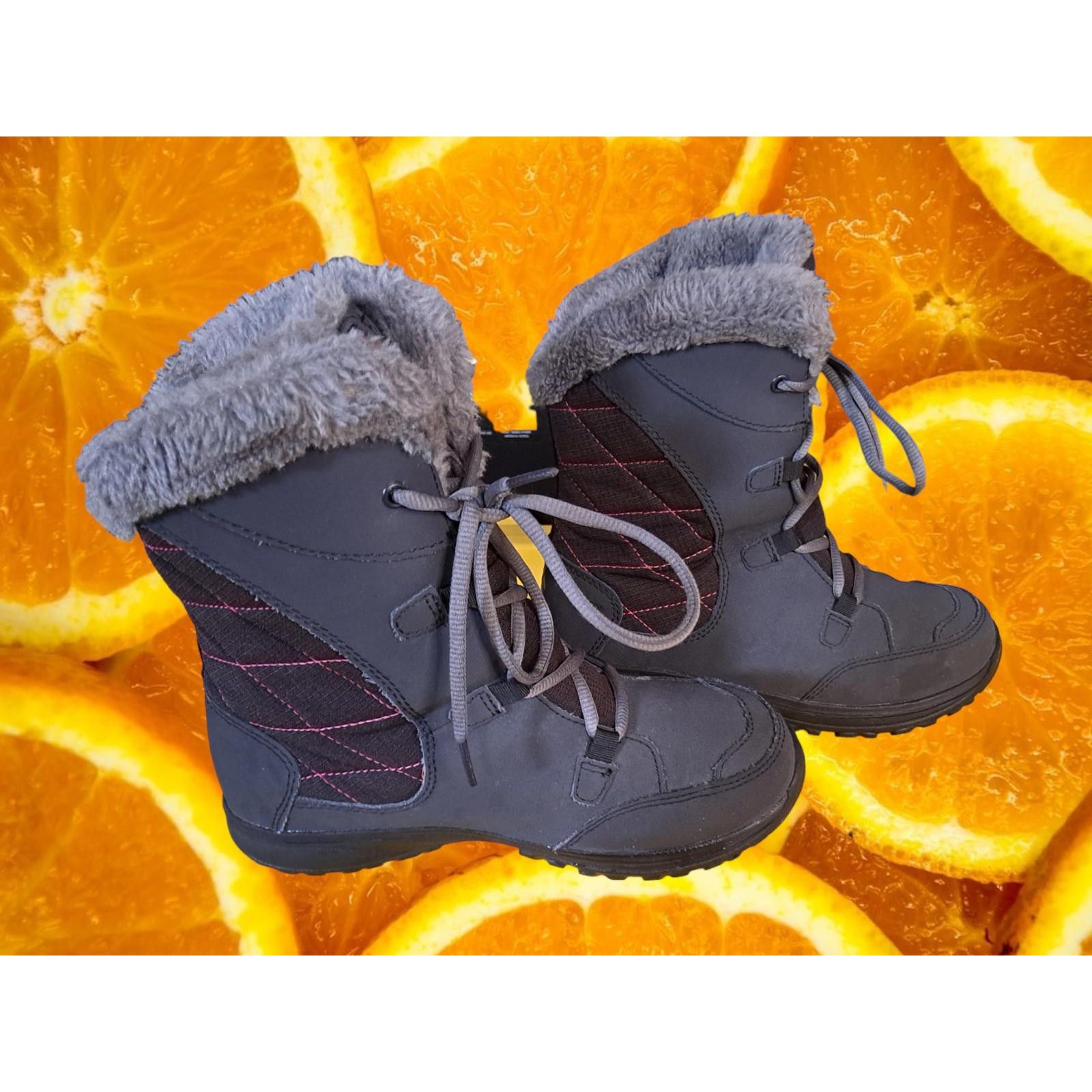 Columbia Columbia Gray and Pink Lace Up Winter Boots Size 5 Size US 5 / IT 35 - 1 Thumbnail