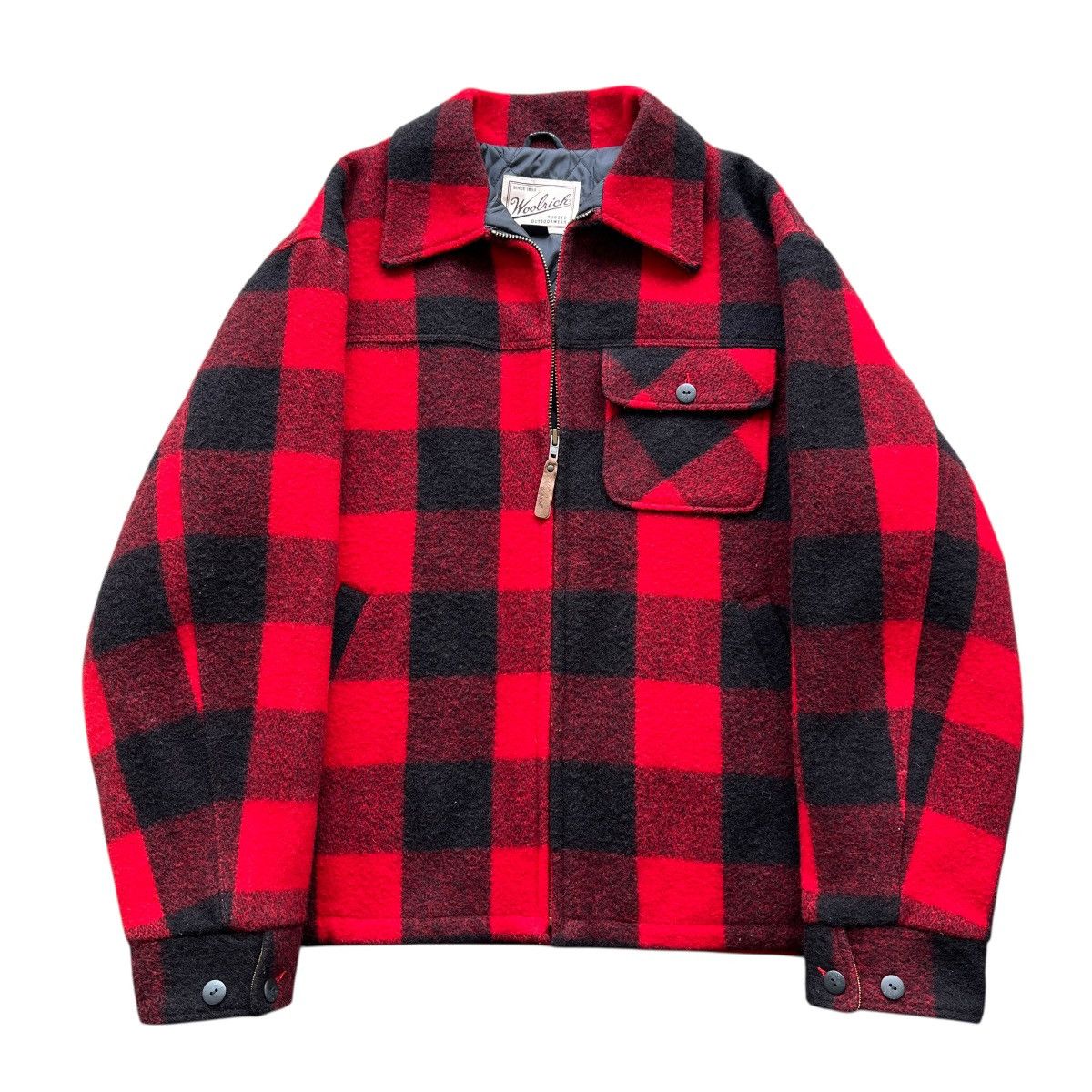Vintage Woolrich red black buffalo-plaid wool jacket quilted