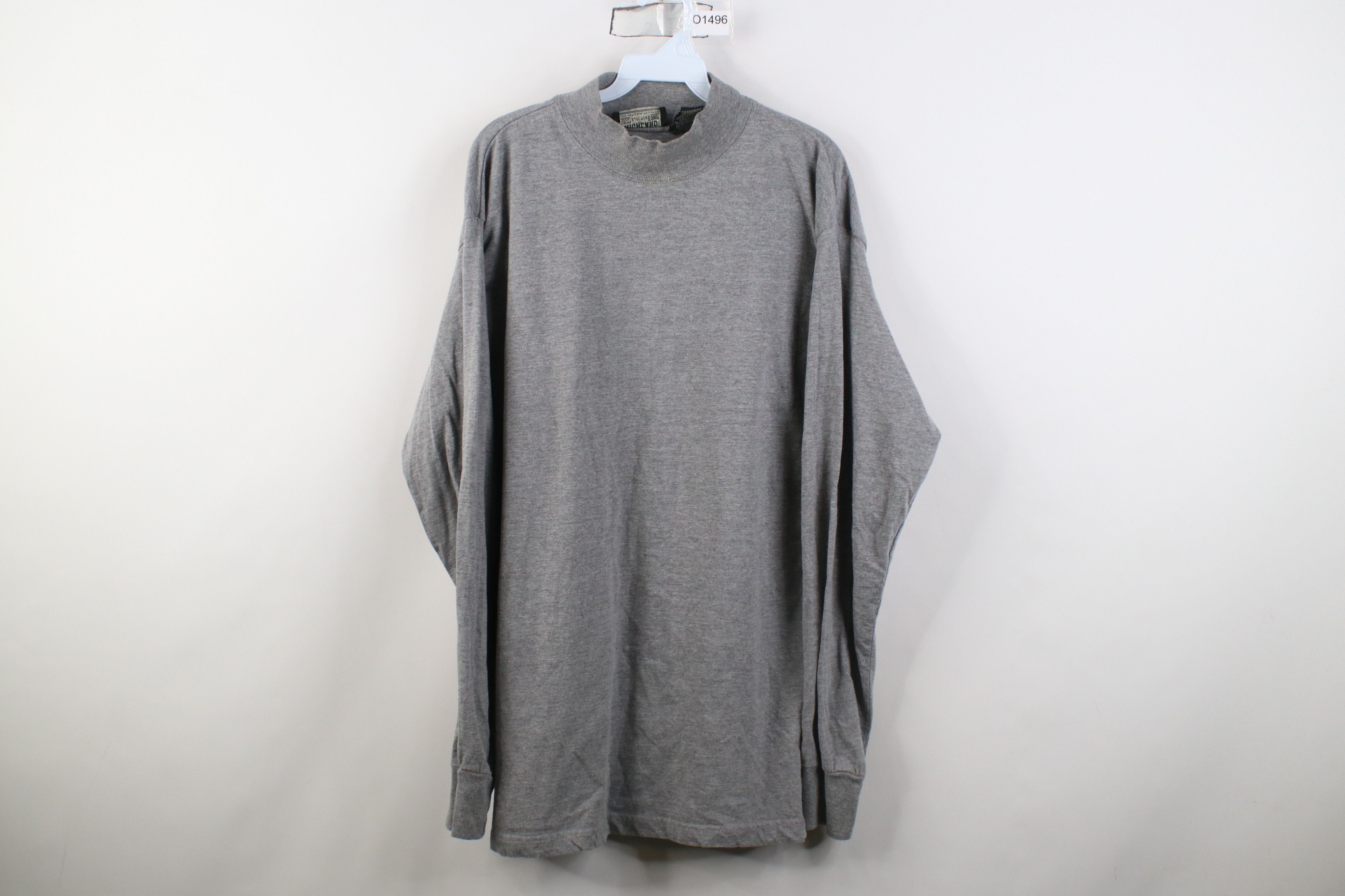 Vintage Vintage 90s Streetwear Mock Neck Long Sleeve T-Shirt Gray Size US L / EU 52-54 / 3 - 1 Thumbnail