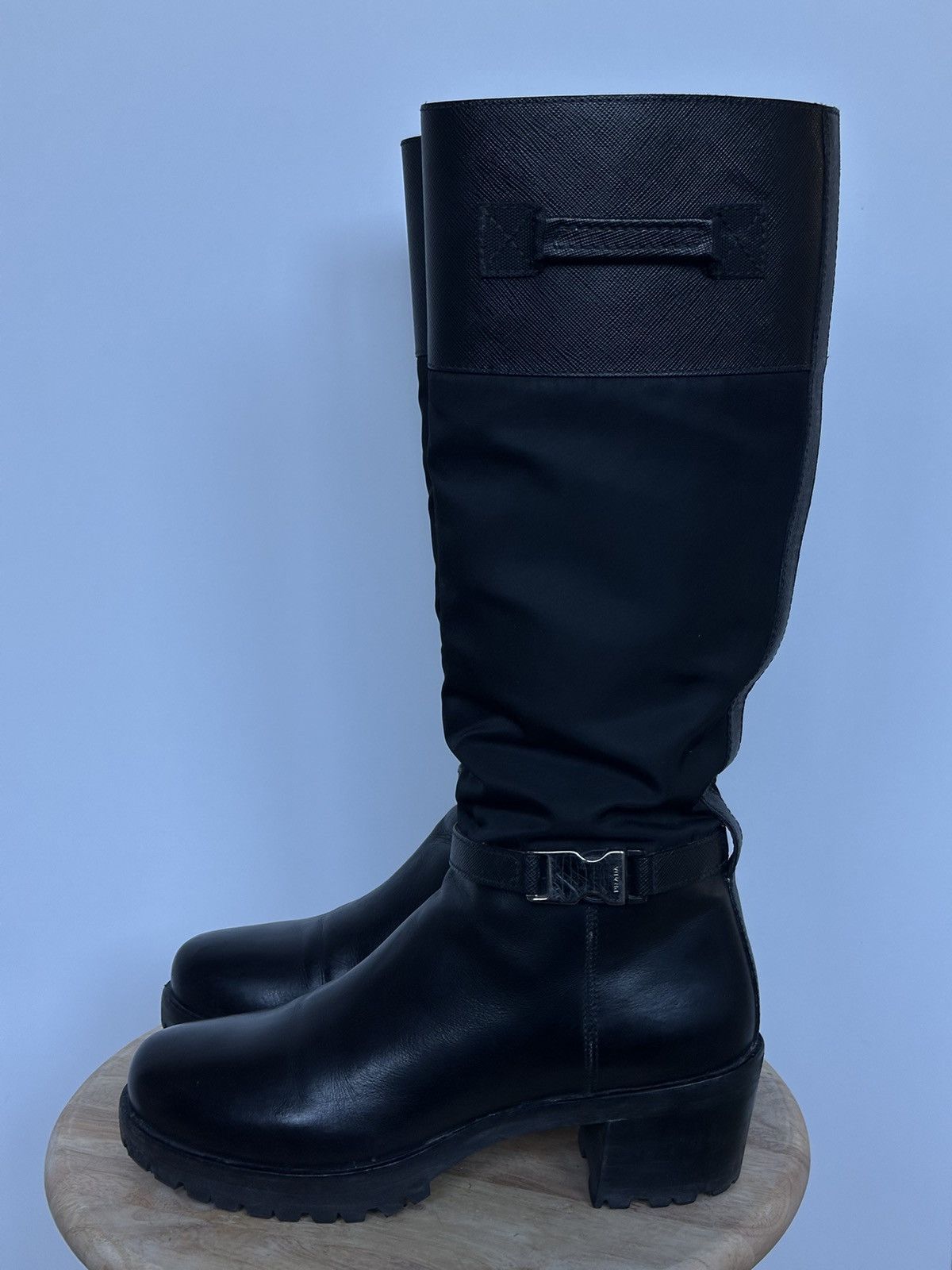 Prada Prada Leather / Nylon Biker Boots Size US 7.5 / IT 37.5 - 3 Thumbnail