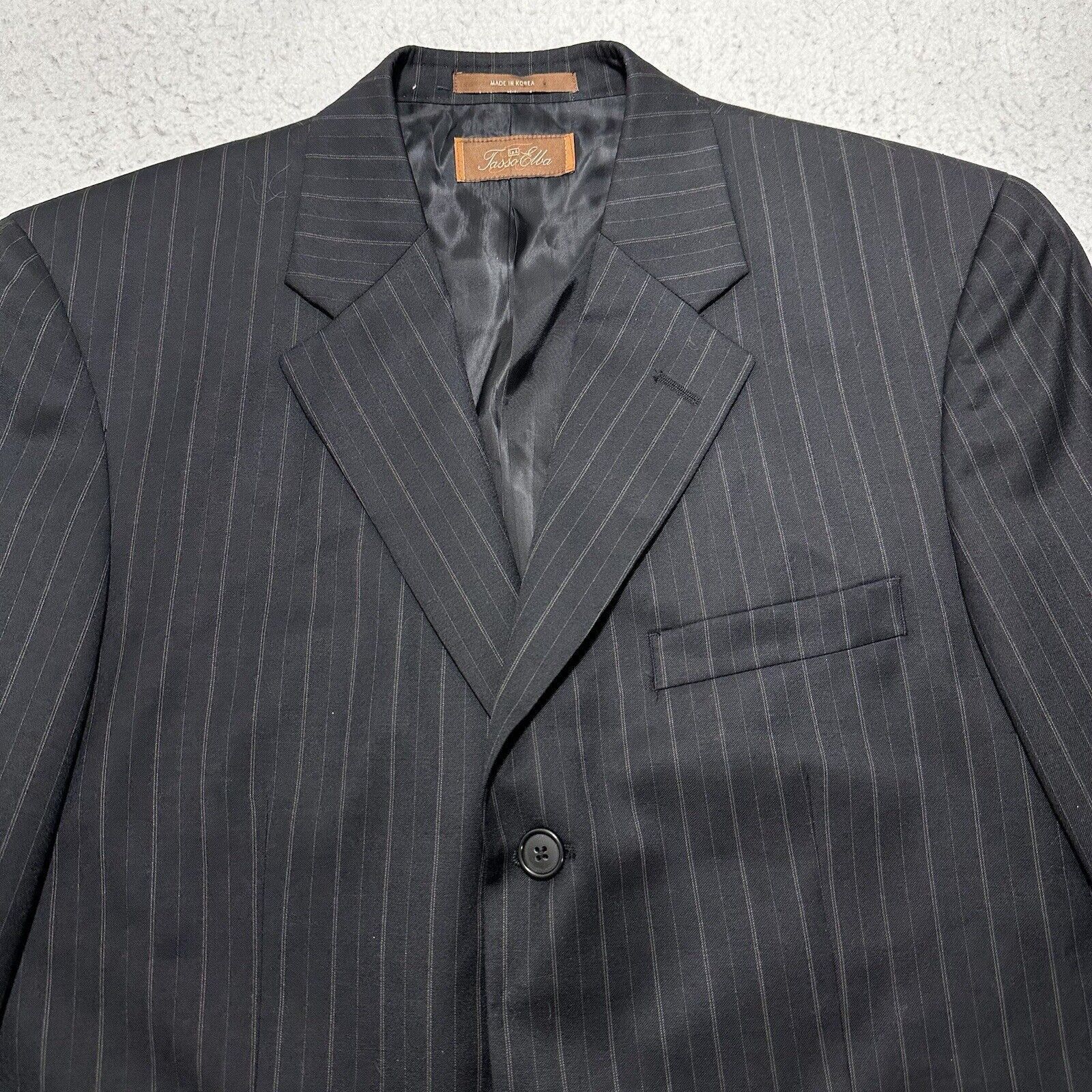 Tasso Elba Tasso Elba 38R Super 110's Wool Suit Jacket Gray Striped Size 38R - 2 Thumbnail