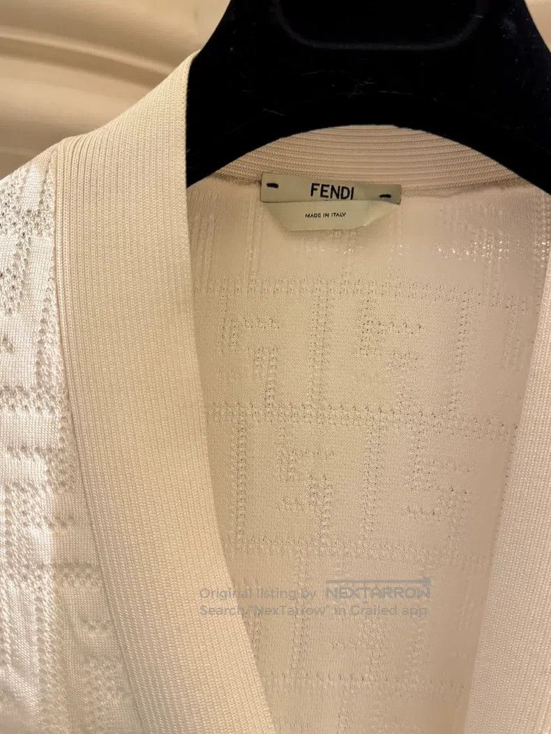 Fendi Fendi White Cardigan with Classic Double F Pattern Size XS / US 0-2 / IT 36-38 - 4 Thumbnail