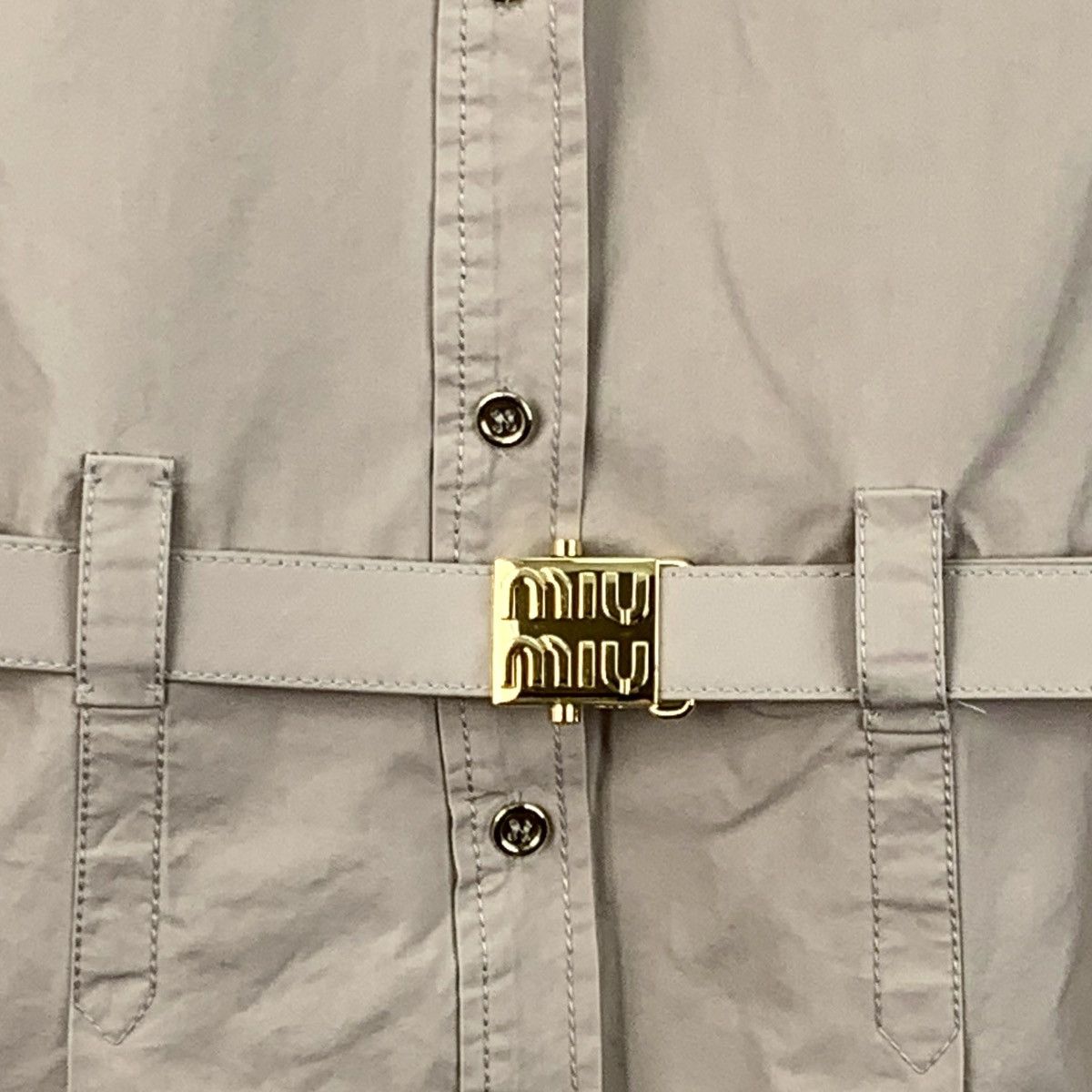 Miu Miu Miu Miu 23 Brown Cotton Logo Letter Embroidered Belted Dress Size XS / US 0-2 / IT 36-38 - 4 Thumbnail