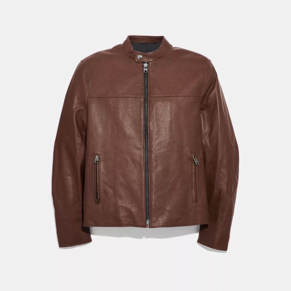 Coach Coach Brown Leather Racer Jacket Size S (Zara, Diesel) Size US S / EU 44-46 / 1 - 3 Thumbnail