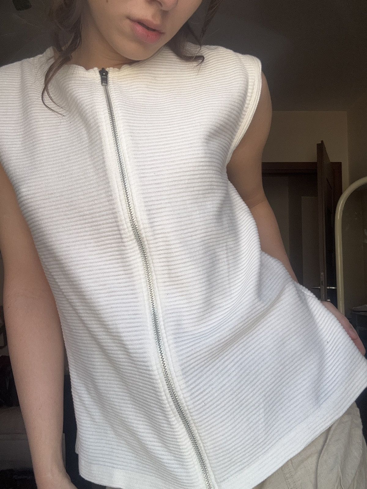 Yohji Yamamoto Yohji Yamamoto white ribbed zip up vest Size US M / EU 48-50 / 2 - 1 Thumbnail