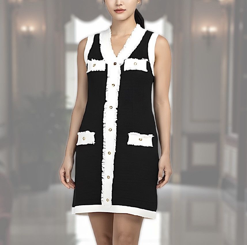 Other London Times Women’s Black White Waffle Knit Mini Dress XL Size XL / US 12-14 / IT 48-50 - 1 Thumbnail
