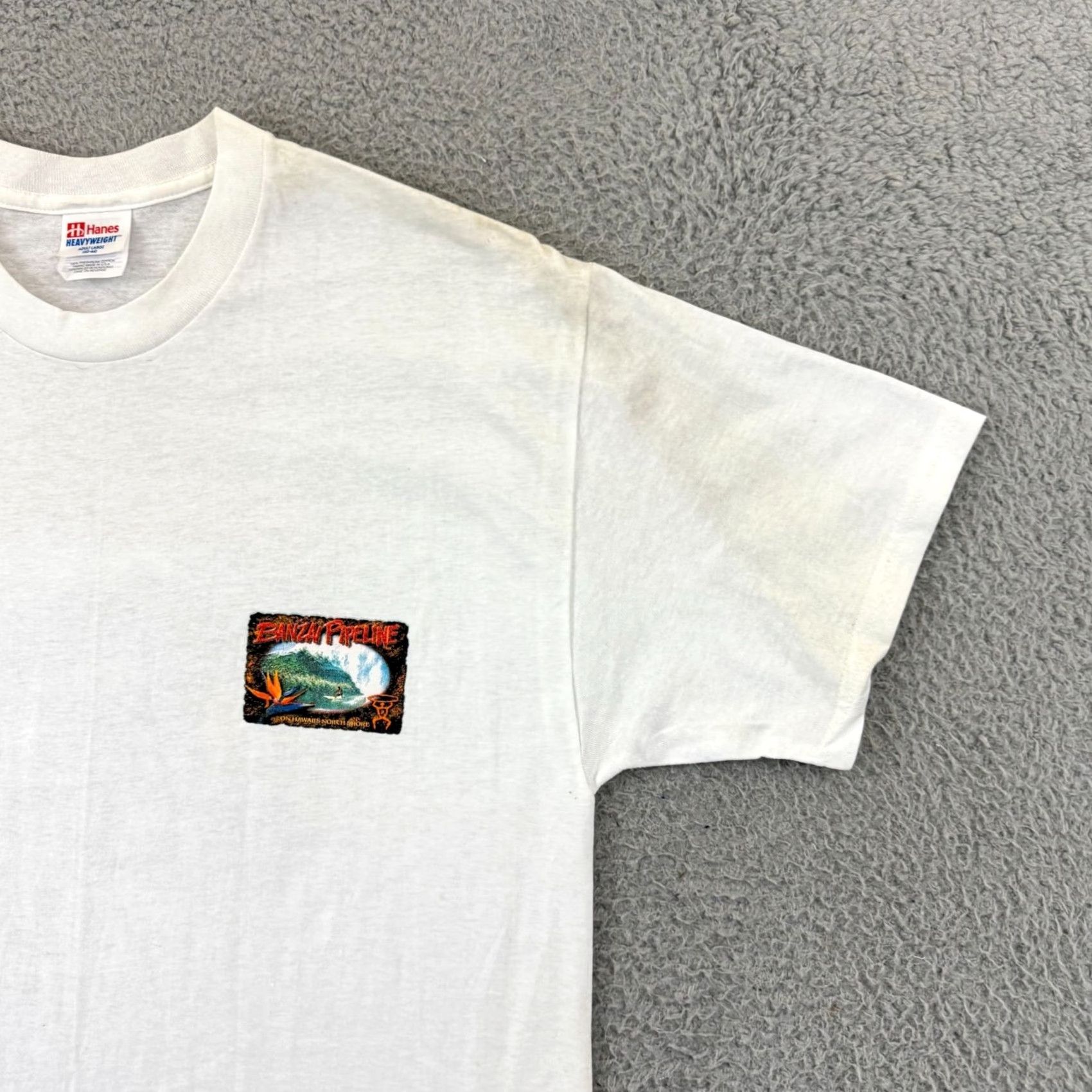 Hanes VINTAGE Hanes Heavyweight T-Shirt White Adult Large 90s Surf Hawaii Tropical Outdoor 90s Men Mens Size US L / EU 52-54 / 3 - 7 Thumbnail