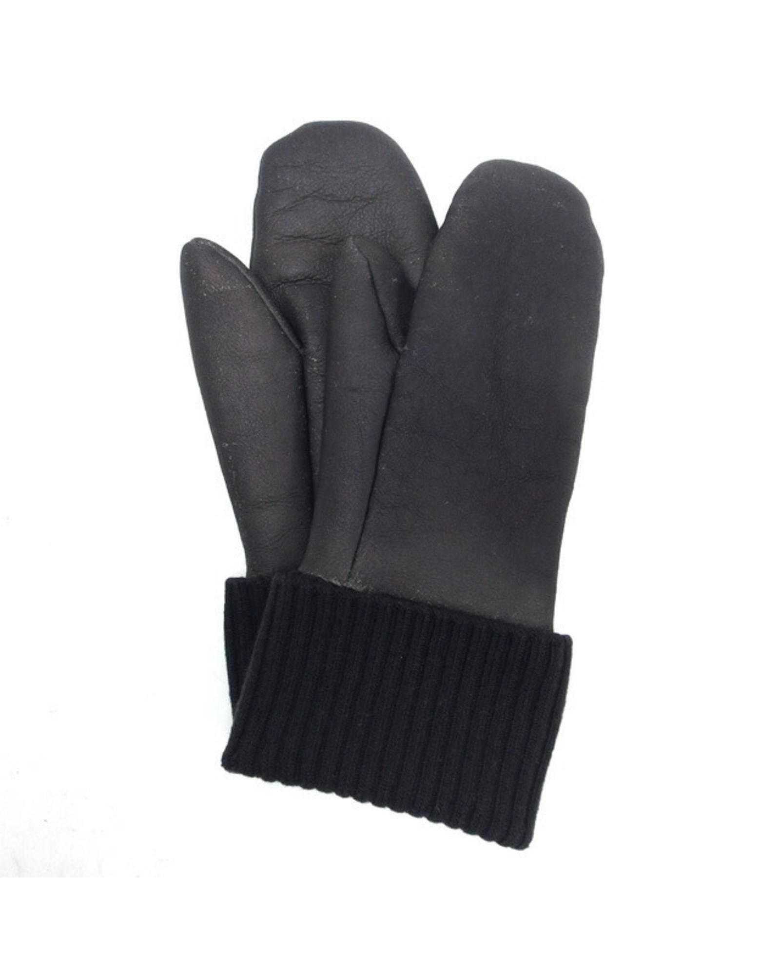 image of Hermes Black Wool Mittens With Polished Metal Detail, Women's