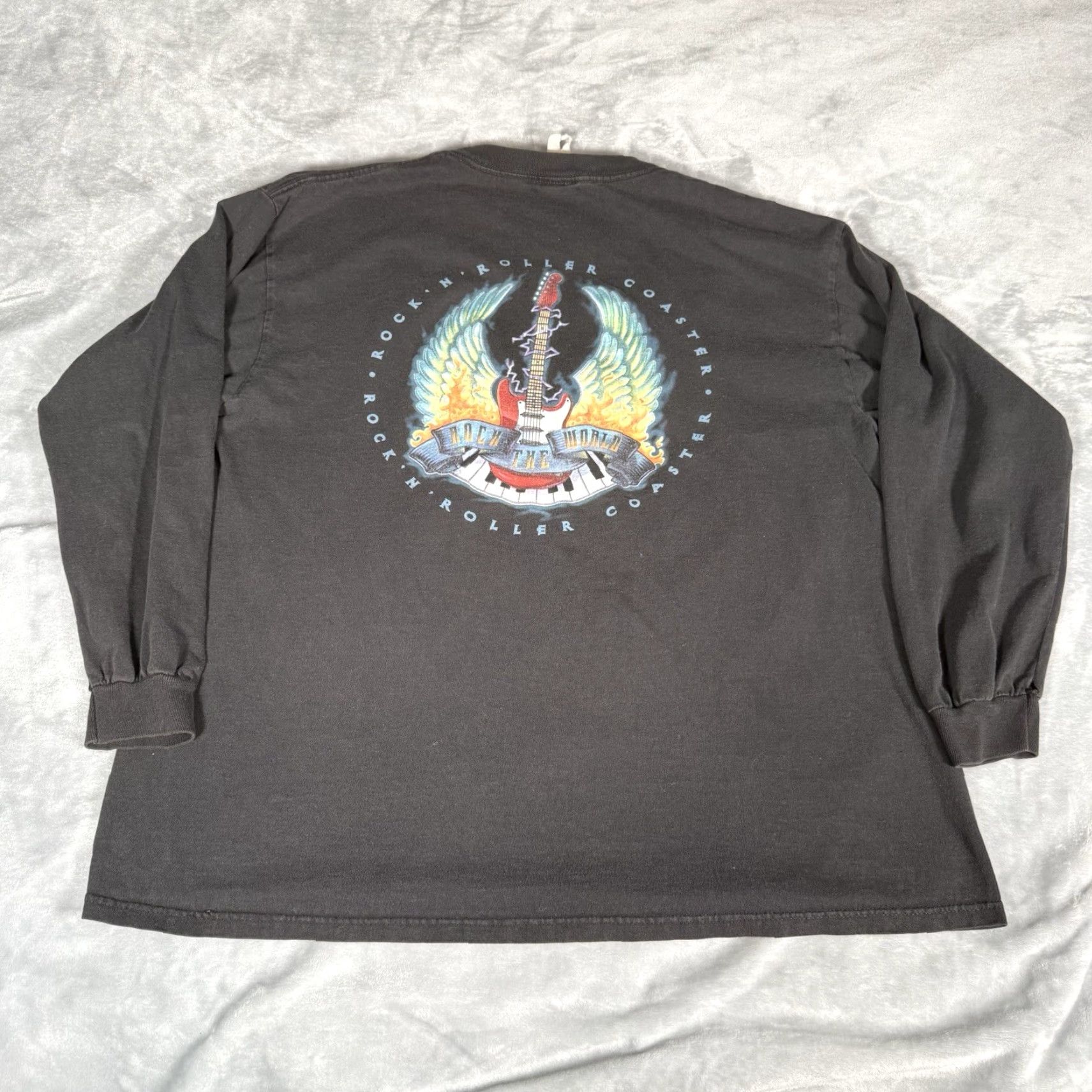 Vintage VINTAGE Rock N Roller Coaster T Shirt Mens 2XL Slim Fit Faded Black Y2K Size US XXL / EU 58 / 5 - 3 Thumbnail
