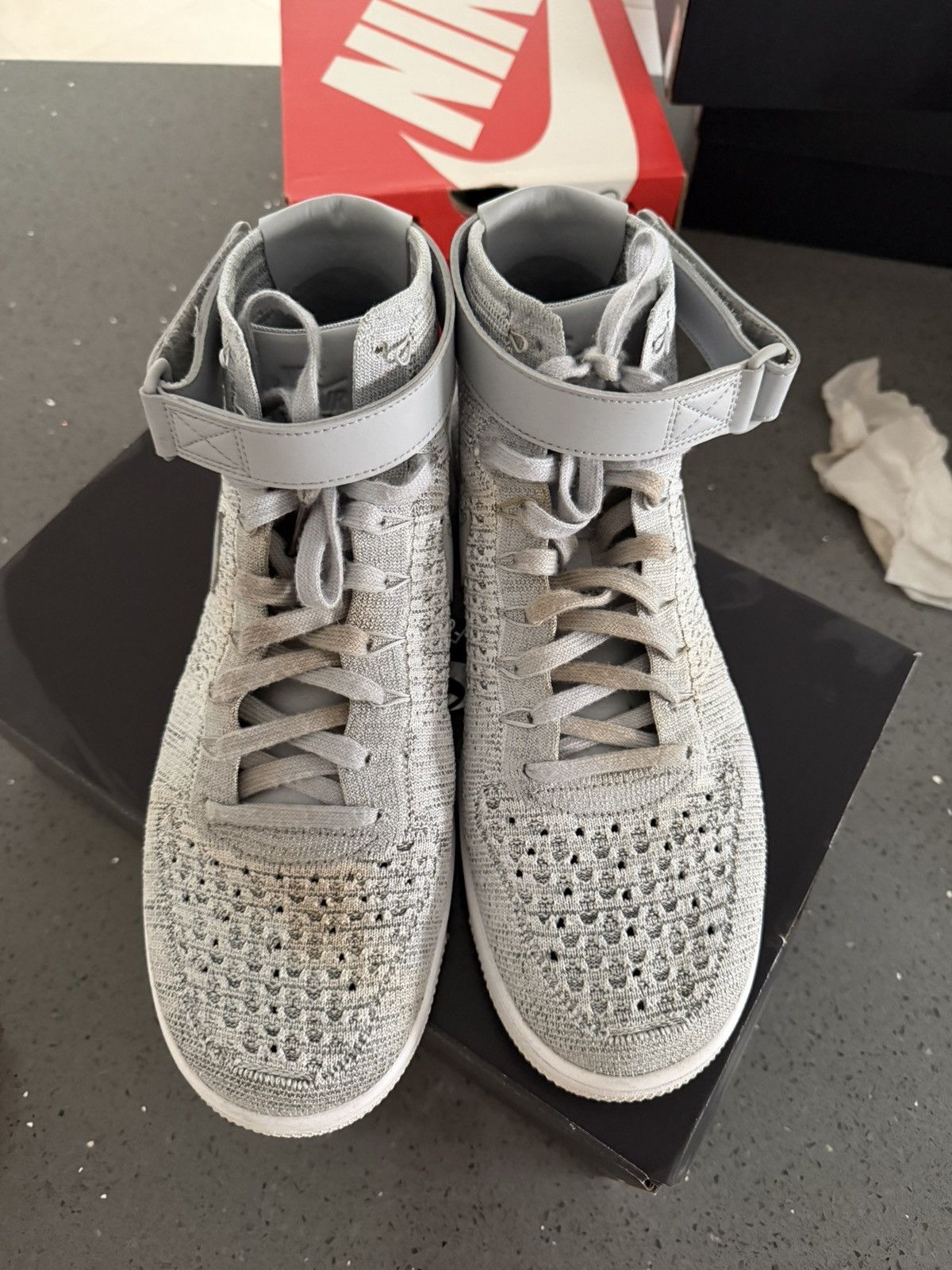 Nike Nike AF1 High Flyknit Grey White 11.5US Size US 11.5 / EU 44-45 - 3 Thumbnail