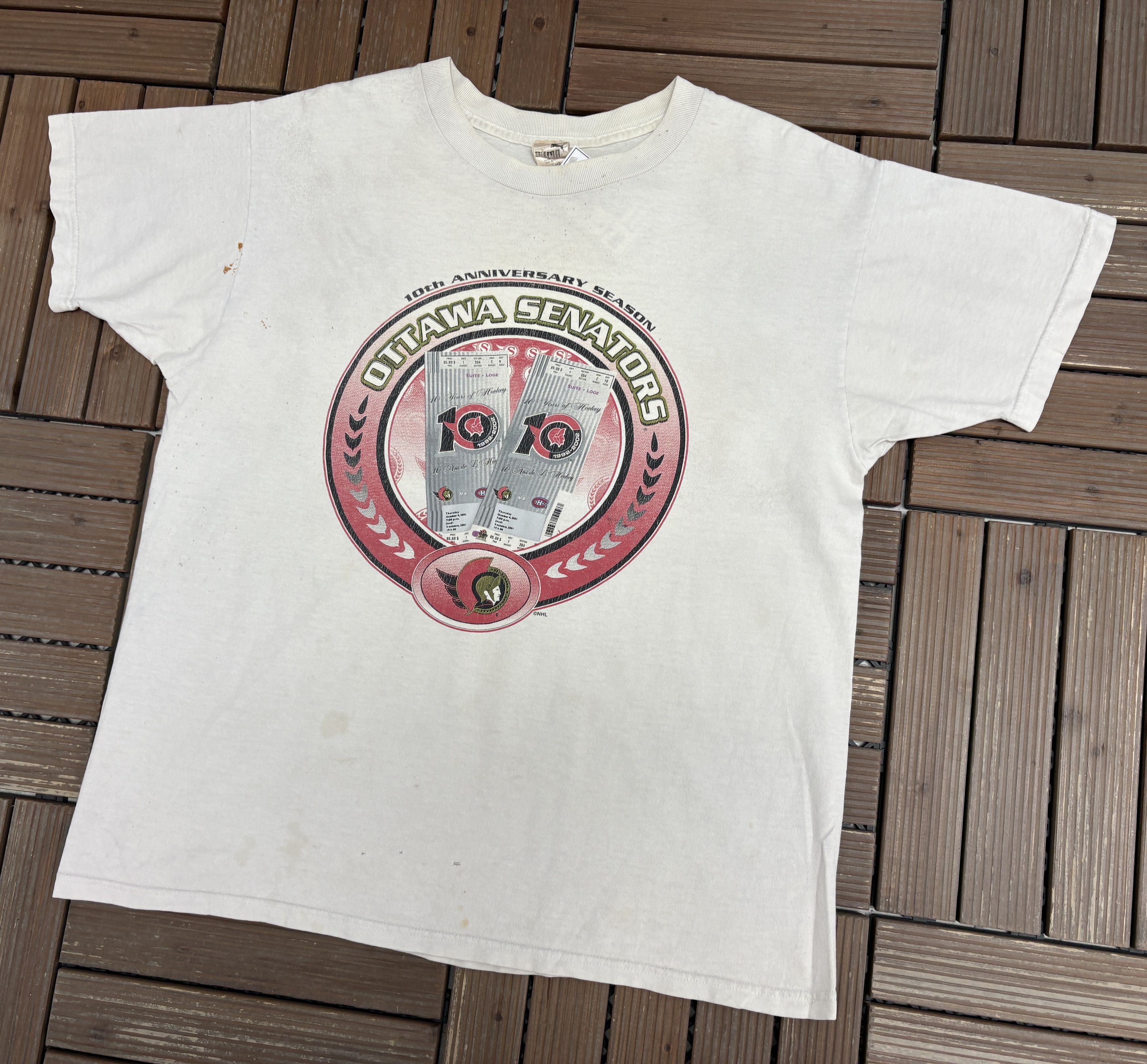 Vintage Ottawa Senators 10th Anniversary Season Vintage T-Shirt Tee Size US L / EU 52-54 / 3 - 3 Thumbnail