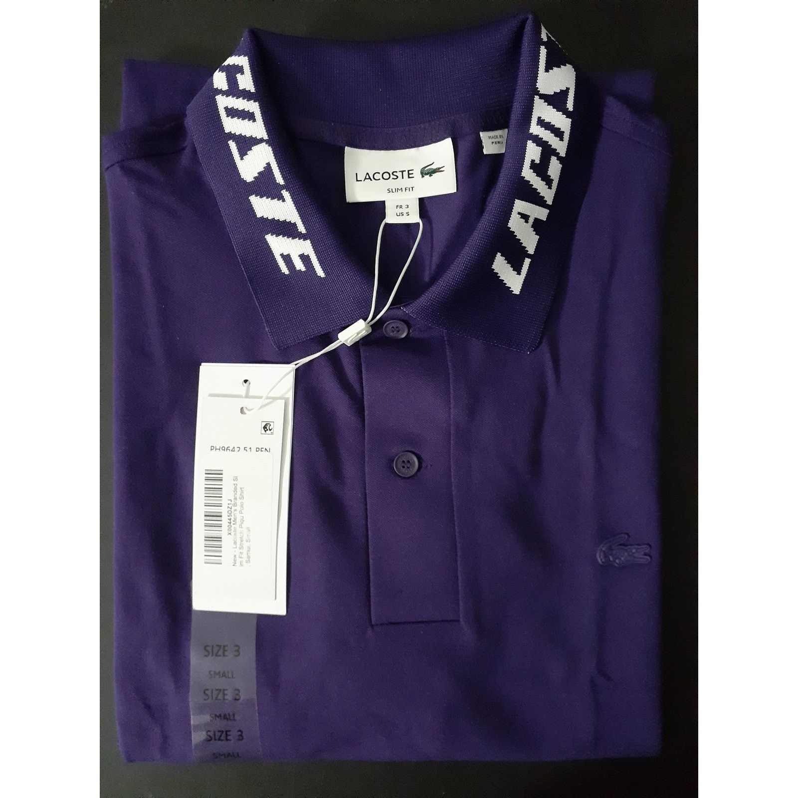 Lacoste Lacoste Men's Jacquard Collar Short Sleeve Shirt Samui S Size US S / EU 44-46 / 1 - 2 Thumbnail