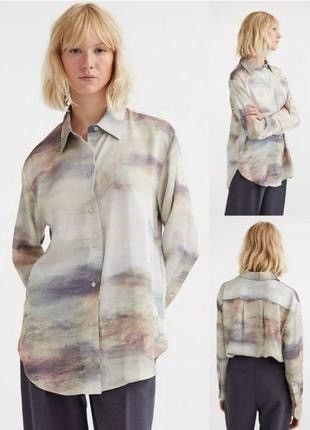 H&M 🔥 H&M Relaxed Fit Womens Button Up Shirt Art Blouse Top Size M / US 6-8 / IT 42-44 - 2 Thumbnail