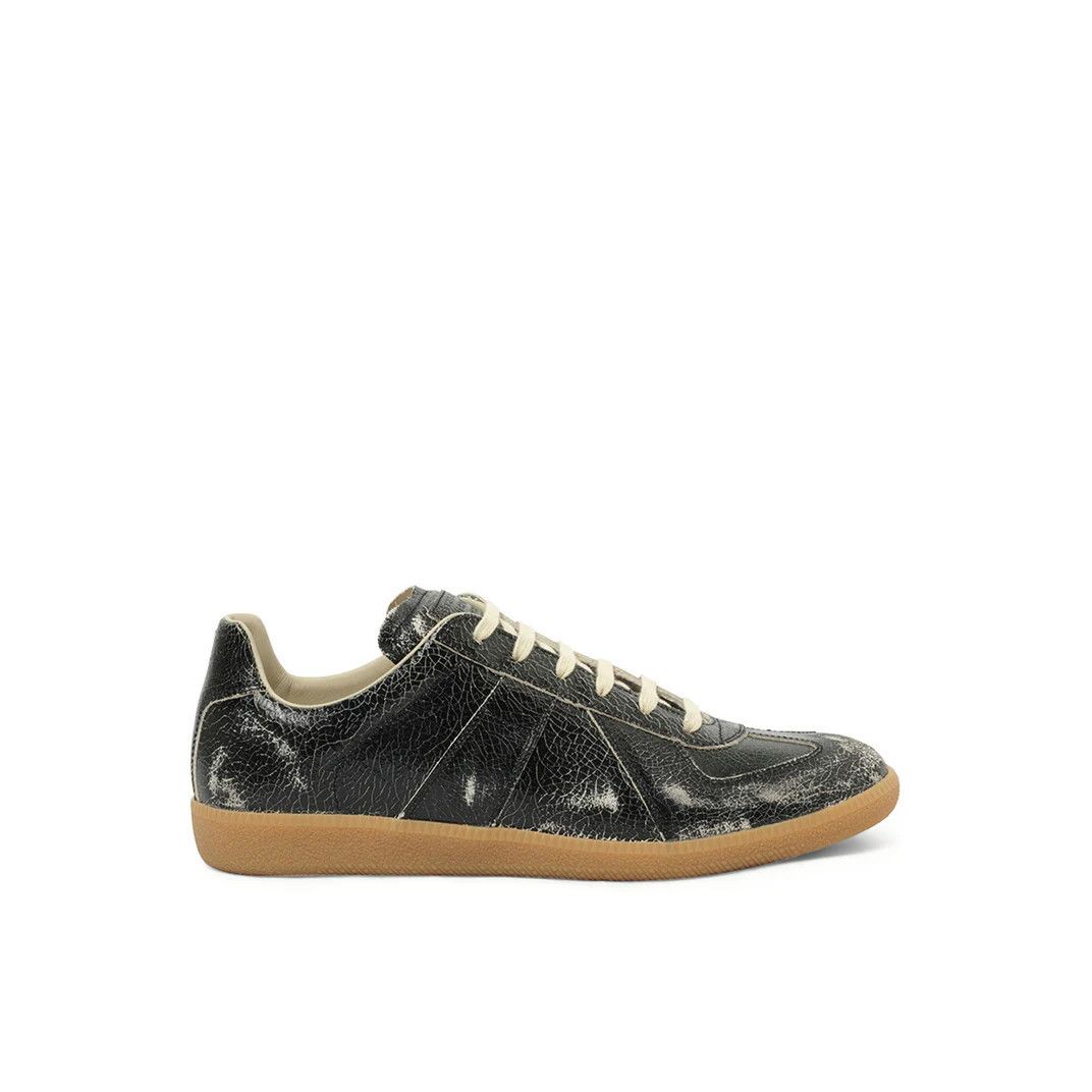 MAISON MARGIELA Black/White Leather Low Top Sneakers New & A