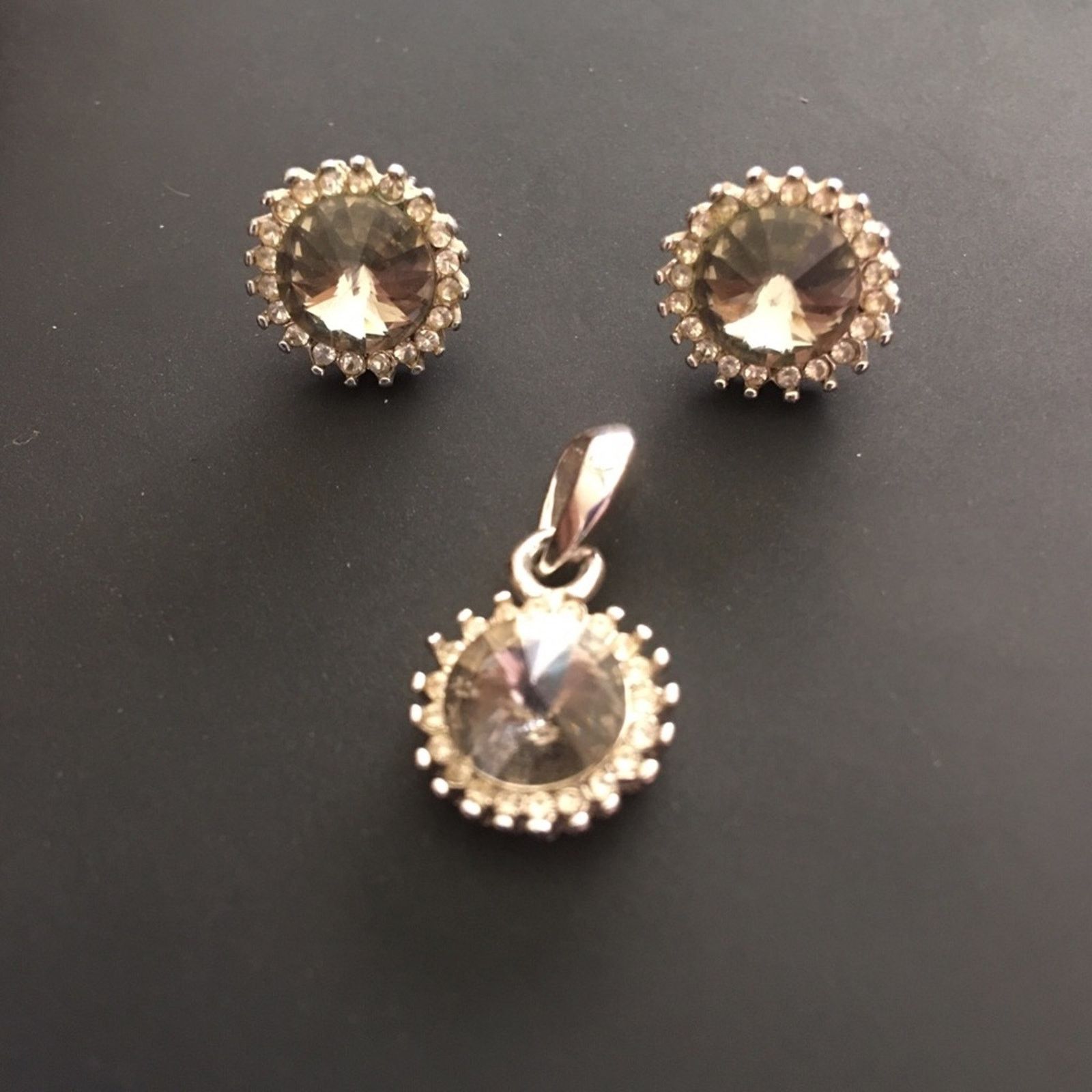 Jewelry Vintage Park Lane rivoli smoky faceted stone set Size ONE SIZE - 11 Thumbnail