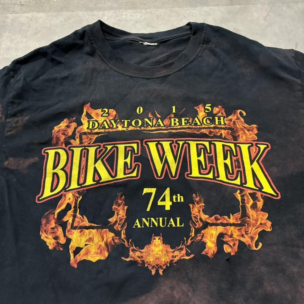 Japanese Brand × Vintage Crazy Vintage Y2K/2000s Black Grunge Bike Week Bleached Graphic Tee! Size US M / EU 48-50 / 2 - 3 Thumbnail
