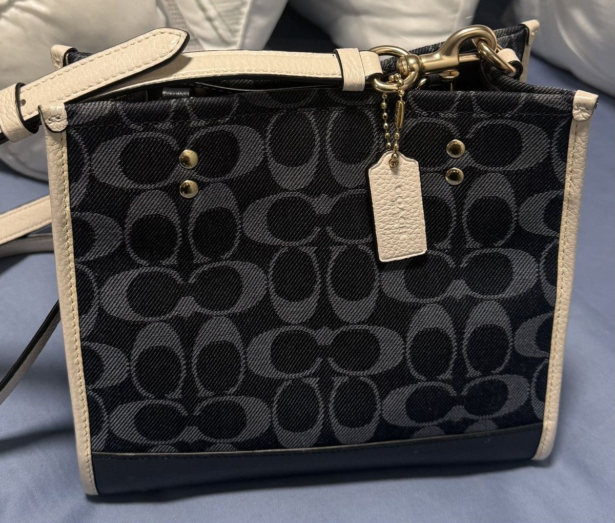 Coach Coach Denim/Cream Signature Dempsey Mini Tote 22in Size ONE SIZE - 5 Thumbnail