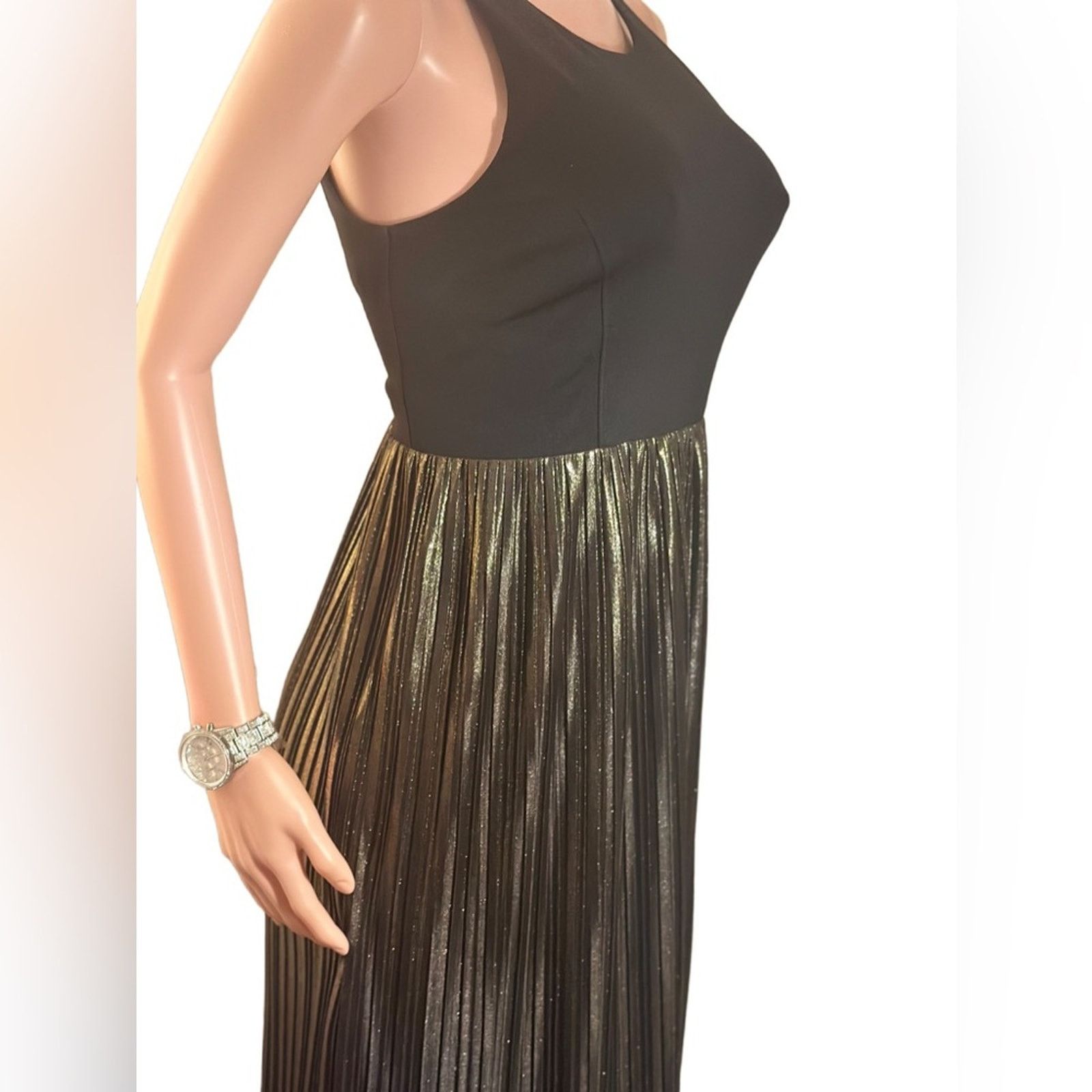 Gap Gap Black & Gold Sleeveless Knit Pleated Skirt Dress Size S / US 4 / IT 40 - 5 Thumbnail