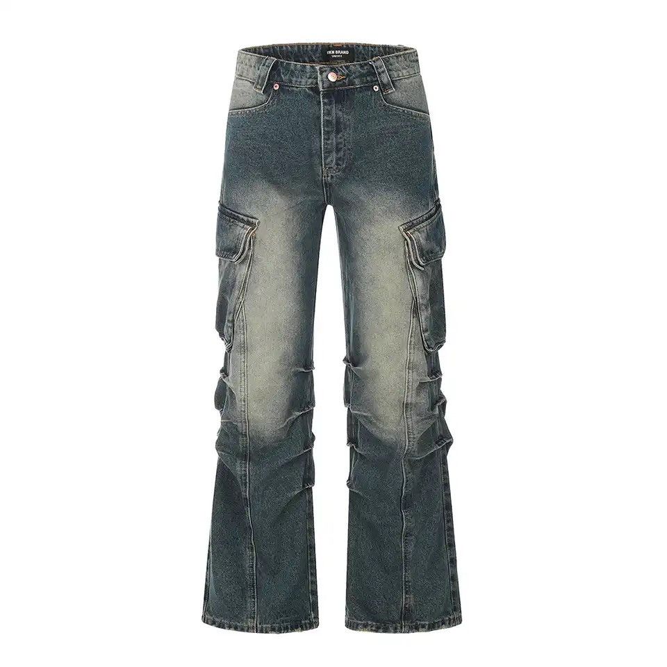 image of Vintage Straight Baggy Y2K Denim Pants in Blue, Men's (Size 33)