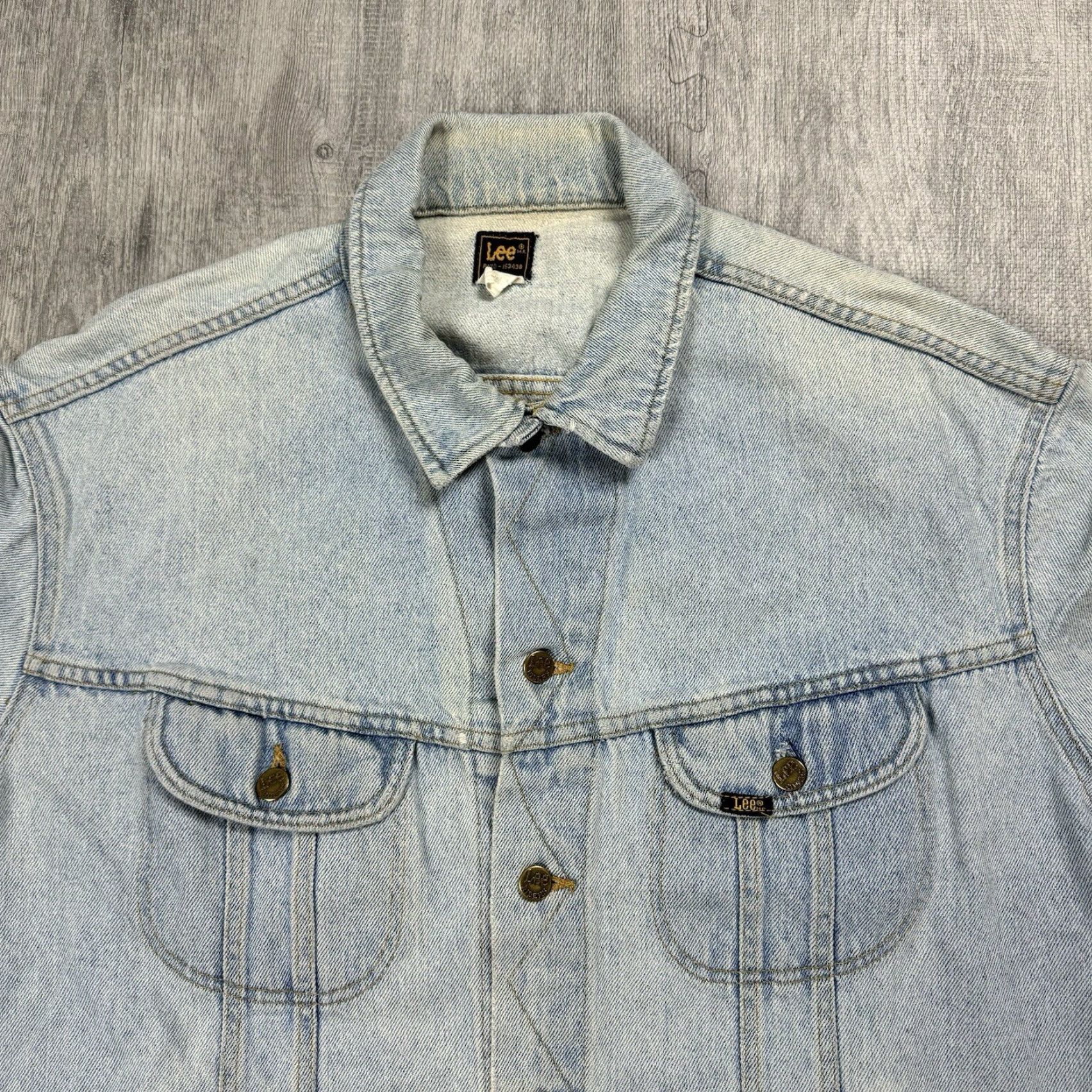 Lee VINTAGE Lee Mr Trucker Denim Jacket 2XL Blue Cowboy Biker 70s Mens Size US 39 - 2 Thumbnail