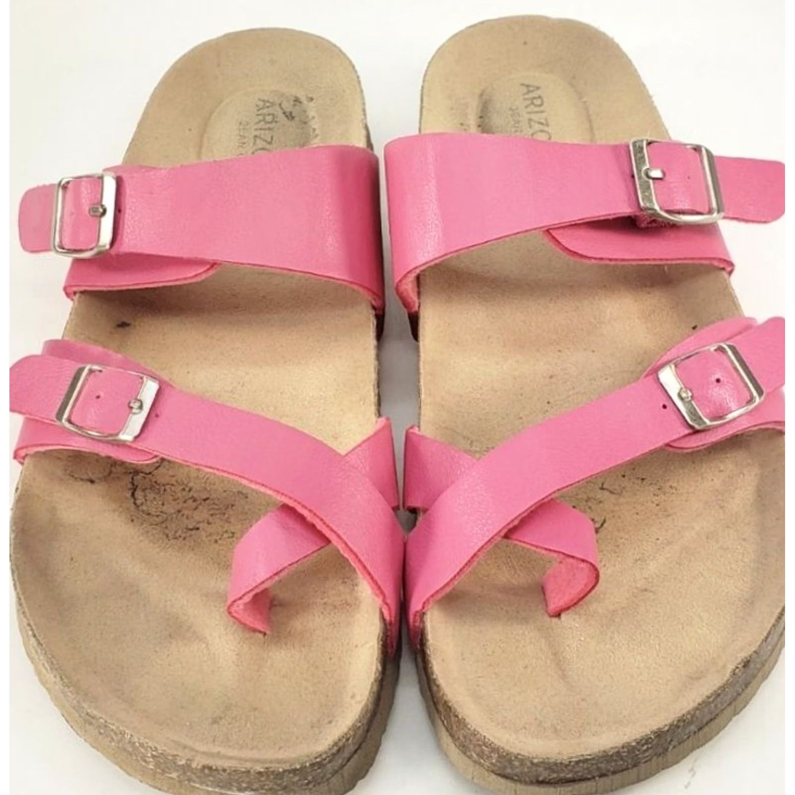Vintage Arizona Jeans Co. Womens 9M Pink Fairhaven Slip On Footbed Sandals Cork Shoes Size 30" / US 8 / IT 44 - 3 Thumbnail